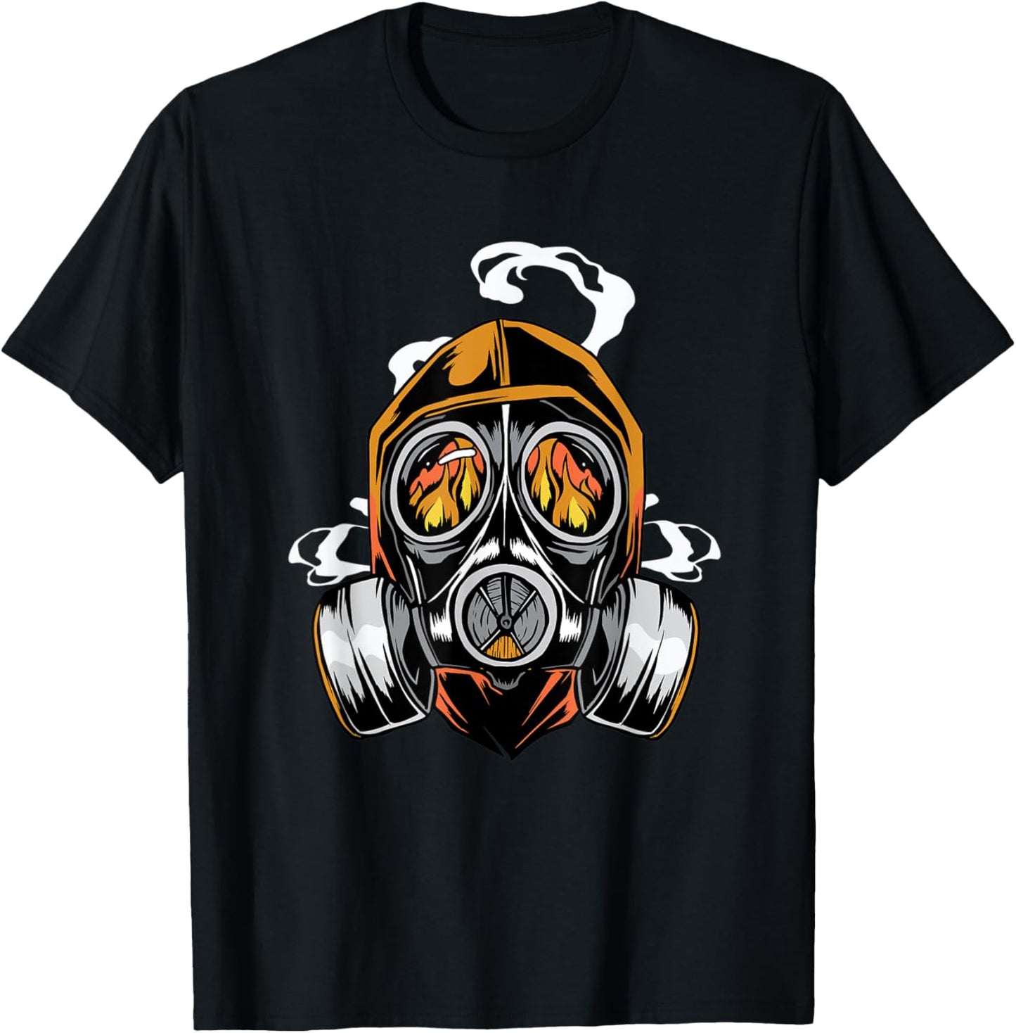 Firefighter and prepper design featuring a gas mask and fire T-Shirt - T-Shirt | Black
