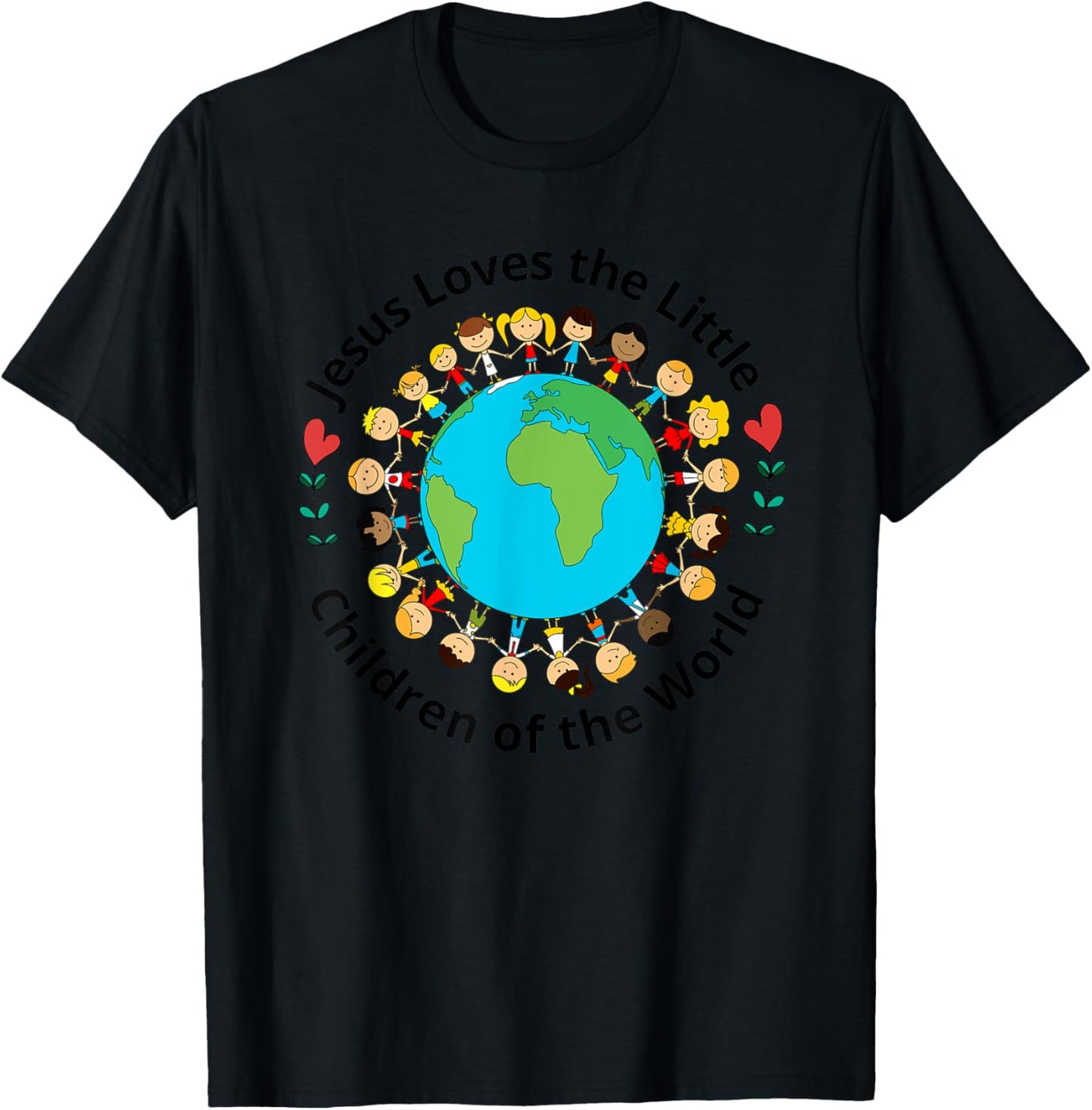 Jesus Loves Children Of World Christian Mother Teacher Kids T-Shirt - T-Shirt | Black