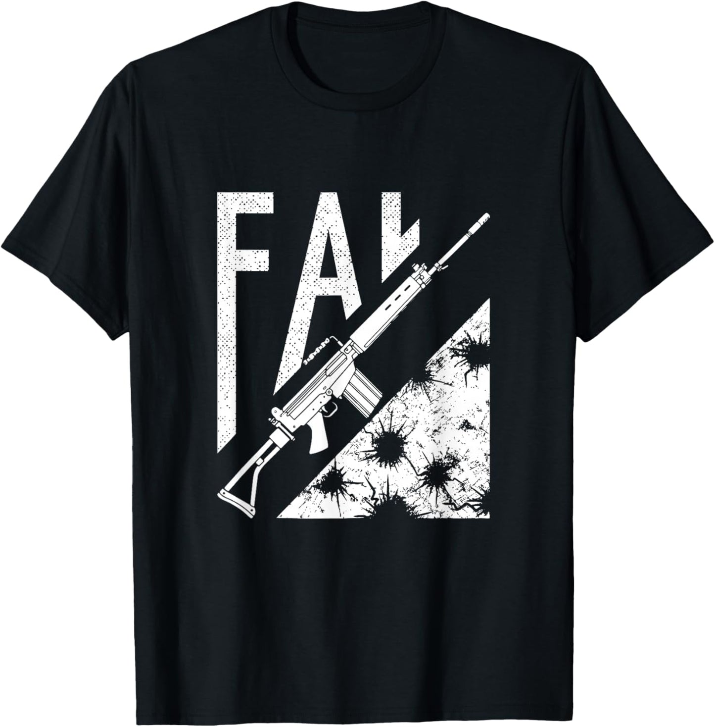 Vintage FAL Distressed Military Rifle T-Shirt - T-Shirt | Black