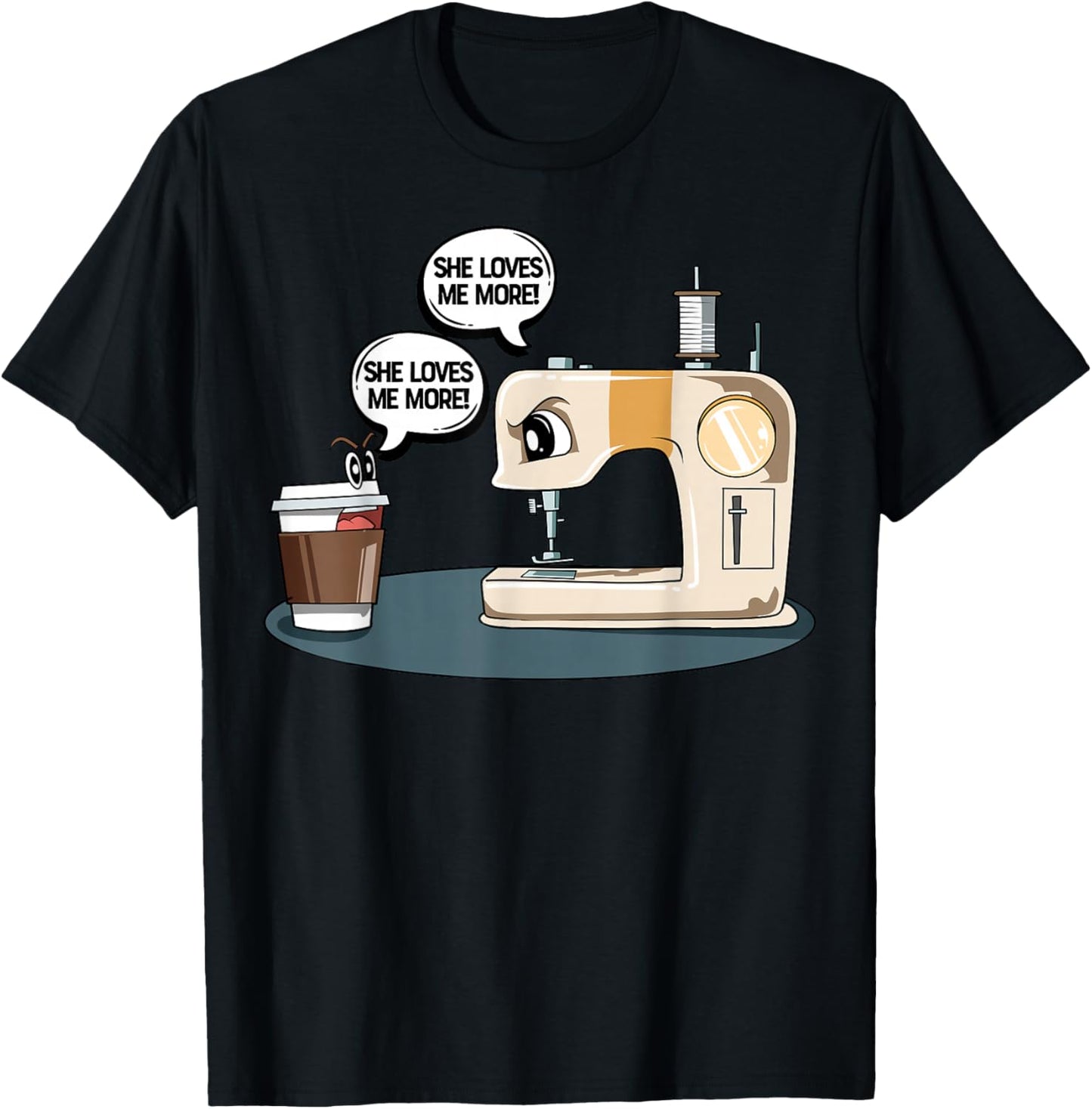Sewing Coffee Quilting Seamstress Sewing Machine Coffee T-Shirt - T-Shirt | Black