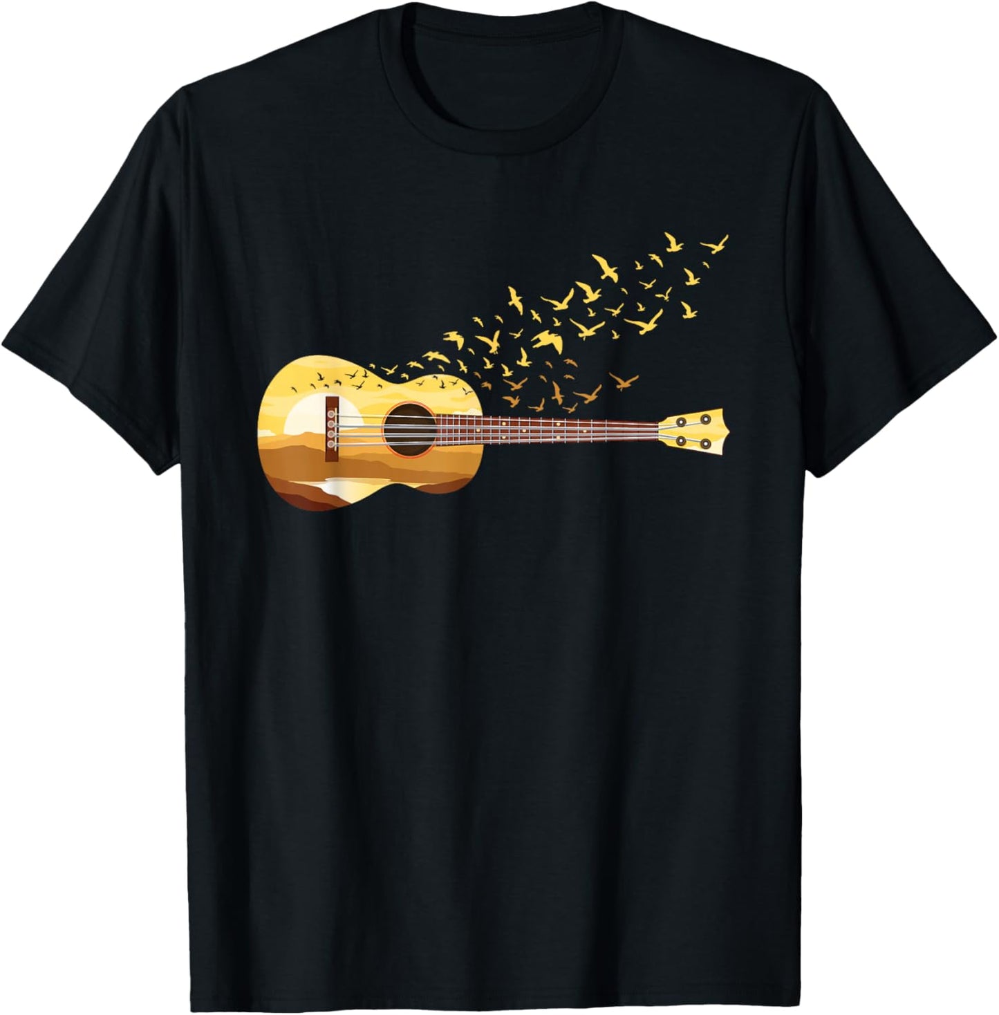 Scenic Uke Guitar - Ukulele Lover Guitar Ukulelist T-Shirt - T-Shirt | Black