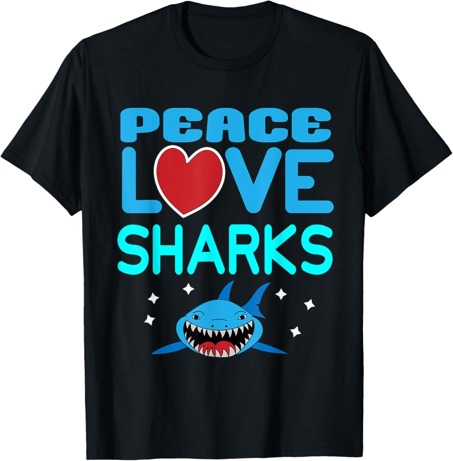 Peace Love Sharks Sea Creatures Dangerous Hammerhead Shark T-Shirt - T-Shirt | Black