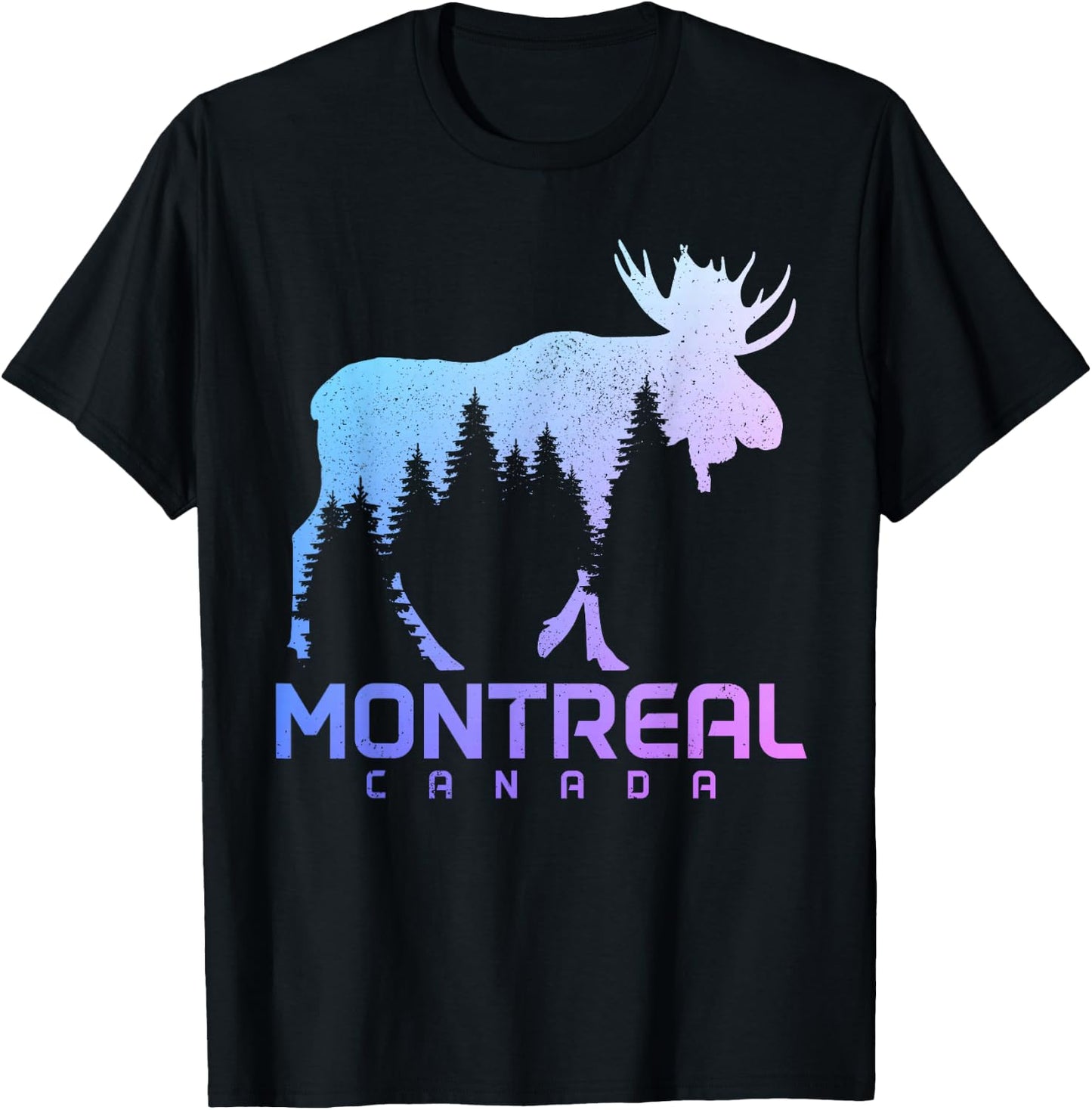 Montreal Quebec Canada Vintage Moose Souvenir T-Shirt - T-Shirt | Black