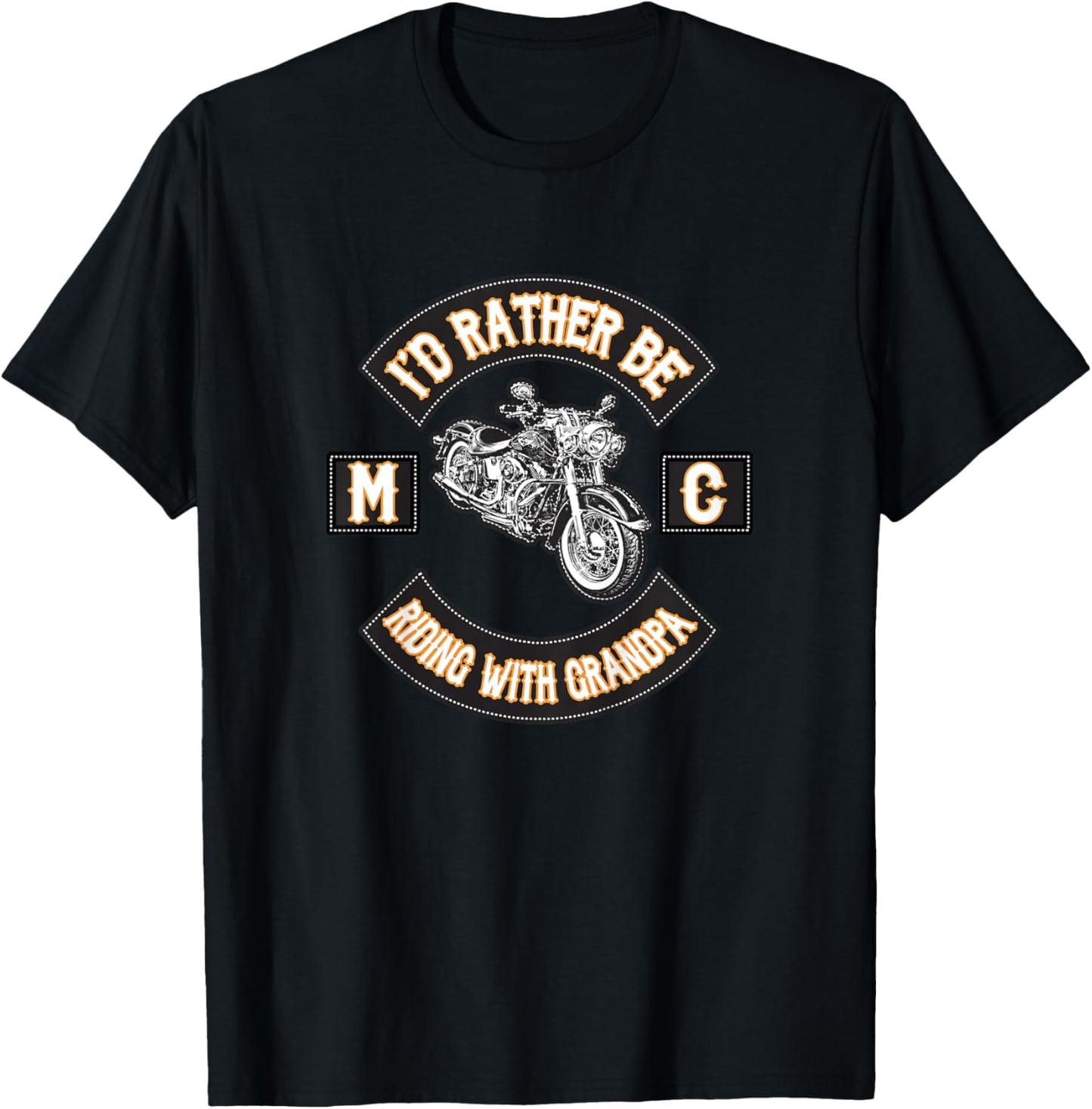 I'd Rather Be Riding With Grandpa Motorcycle Biker T-Shirt - T-Shirt | Black