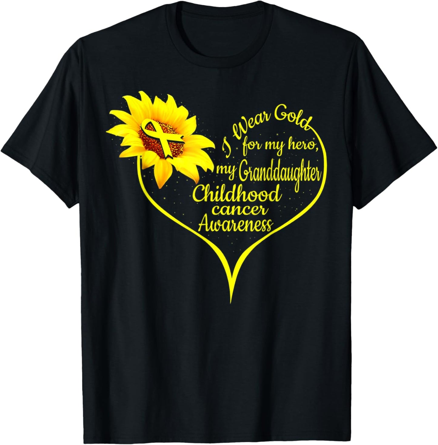I Wear Gold For My Granddaughter Childhood Cancer Awareness T-Shirt - T-Shirt | Black