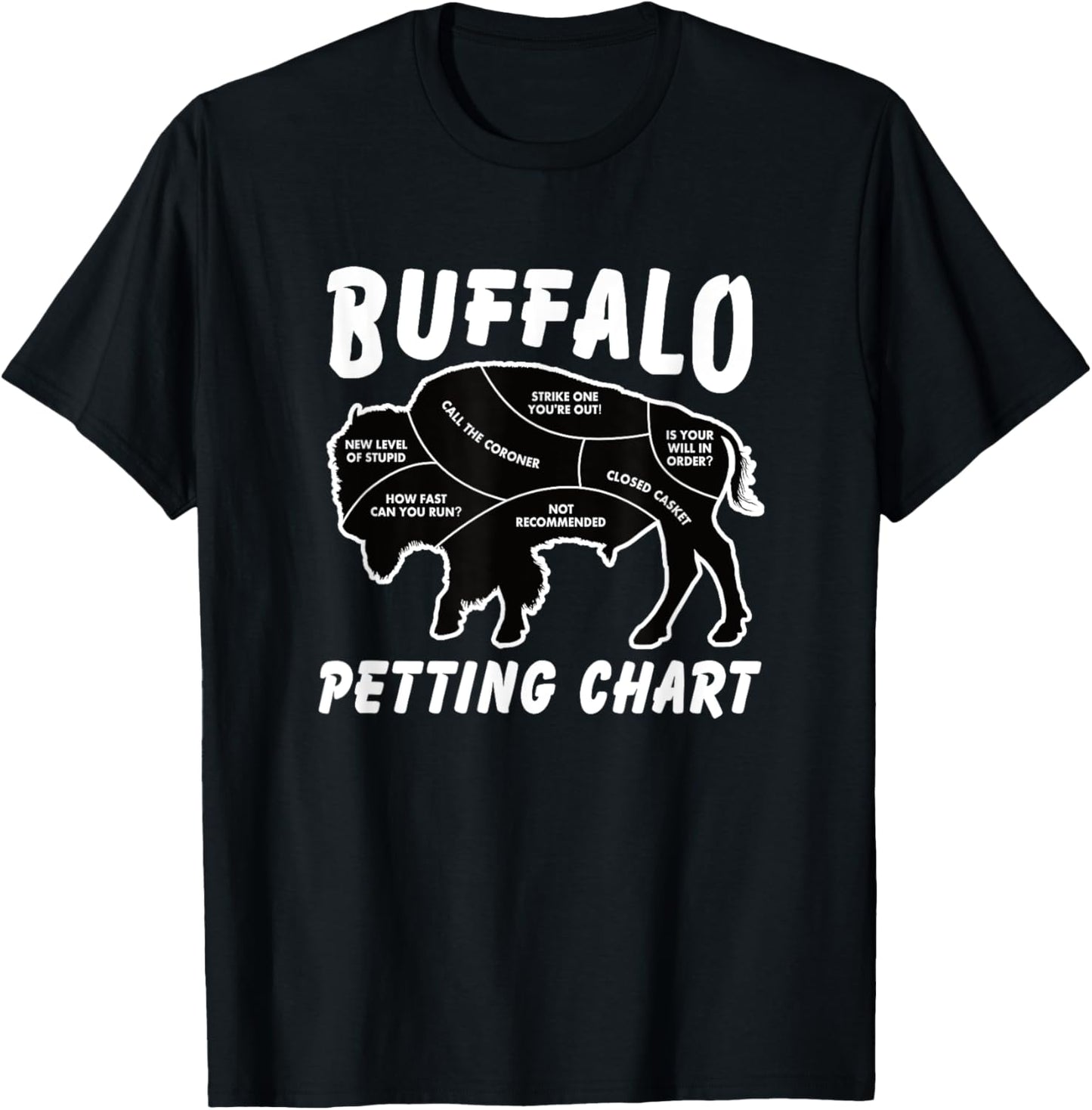 Buffalo Wildlife Petting Chart for Bison Lovers T-Shirt - T-Shirt | Black
