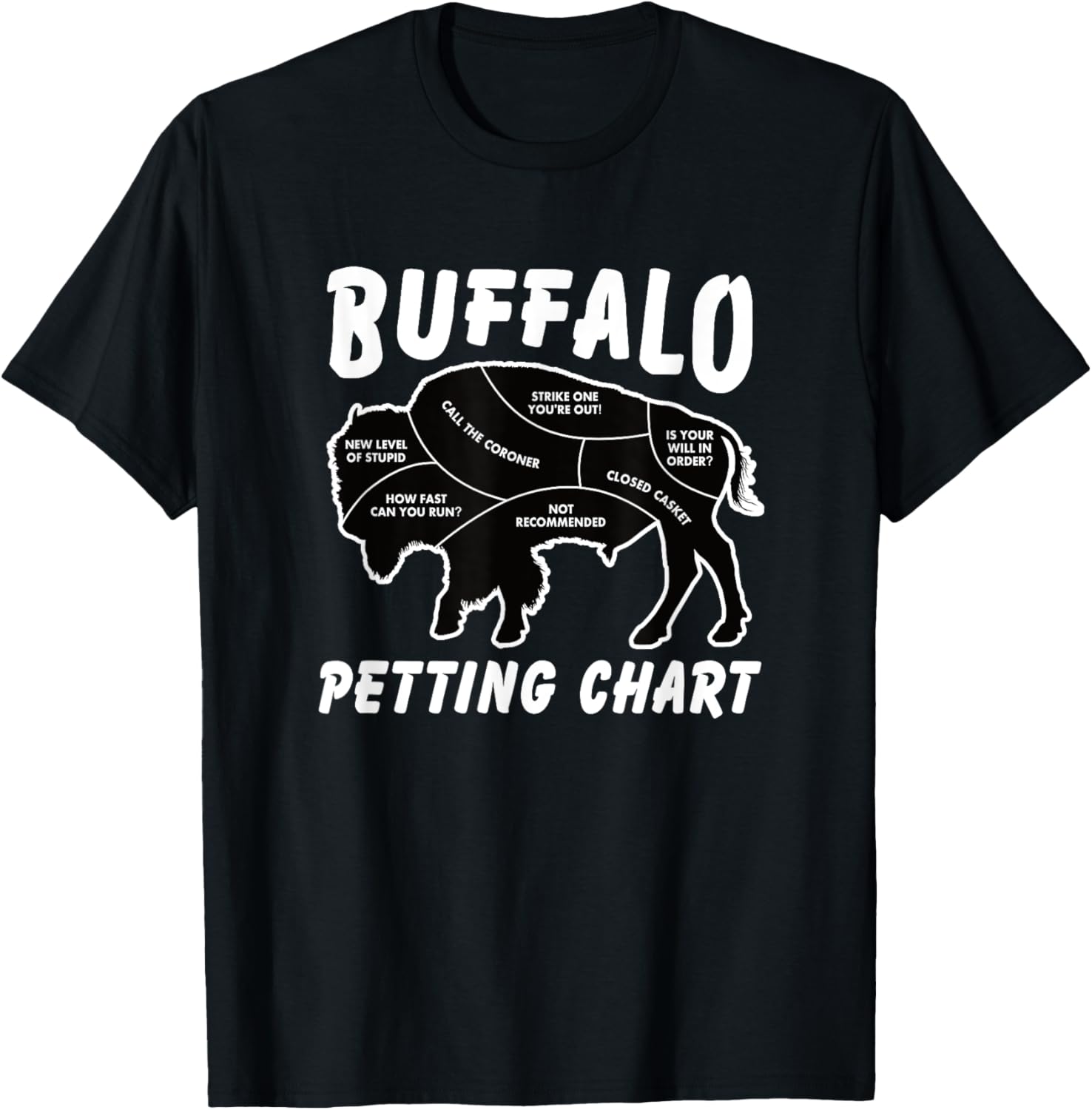 Buffalo Wildlife Petting Chart for Bison Lovers T-Shirt - T-Shirt | Black