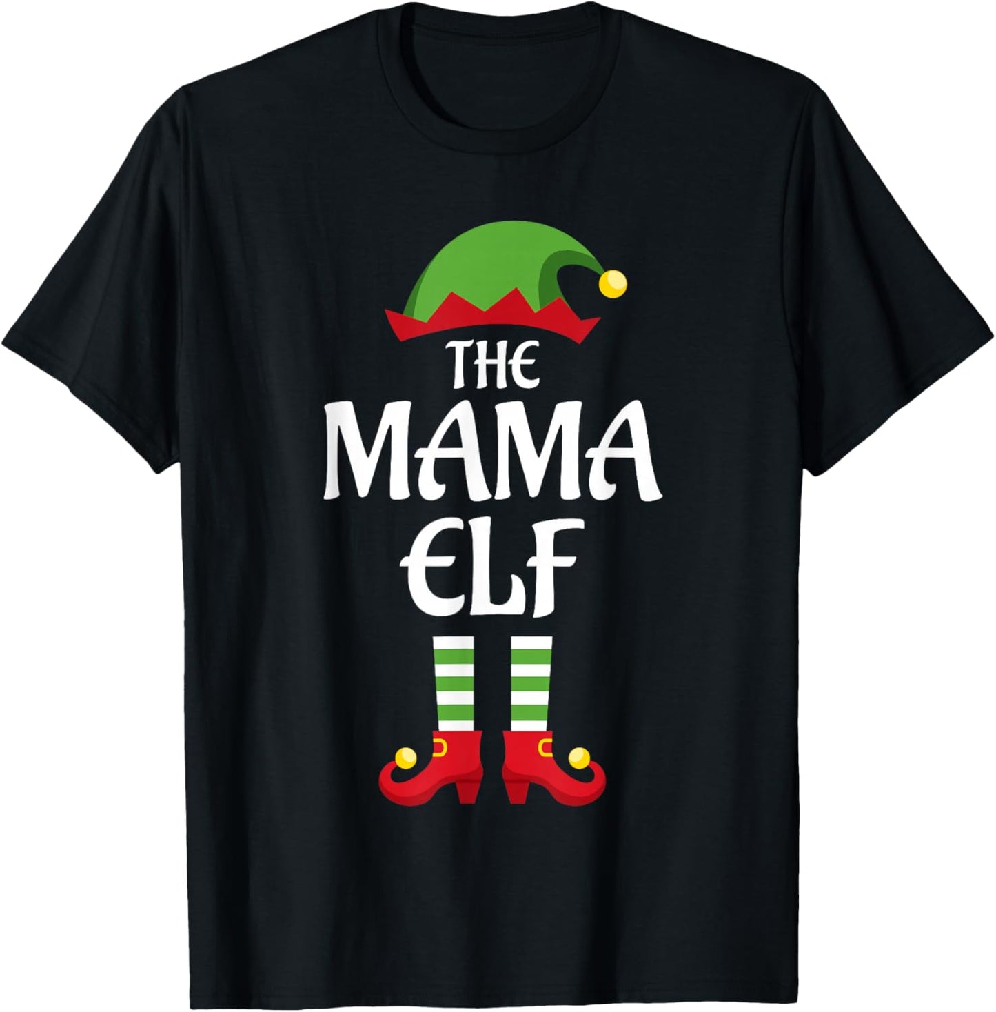 Mama Elf Family Matching Group Christmas T-Shirt - T-Shirt | Black