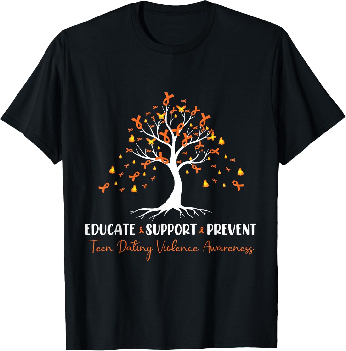 Educate Support Prevent Teen Dating Violence Awareness T-Shirt - T-Shirt | Black