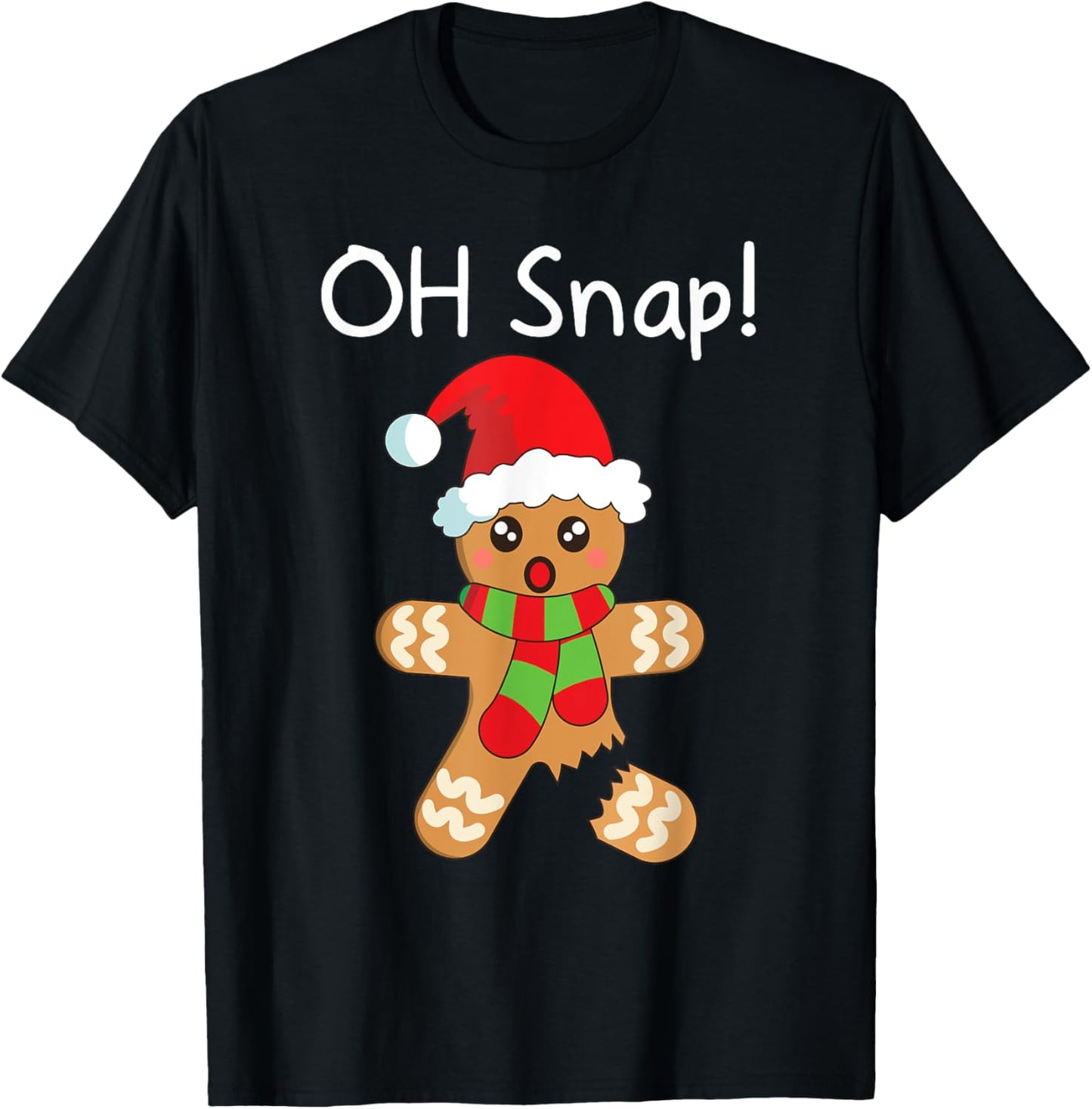 Christmas Shirt Boys Girls Funny Gingerbread Man Oh Snap T-Shirt - T-Shirt | Black