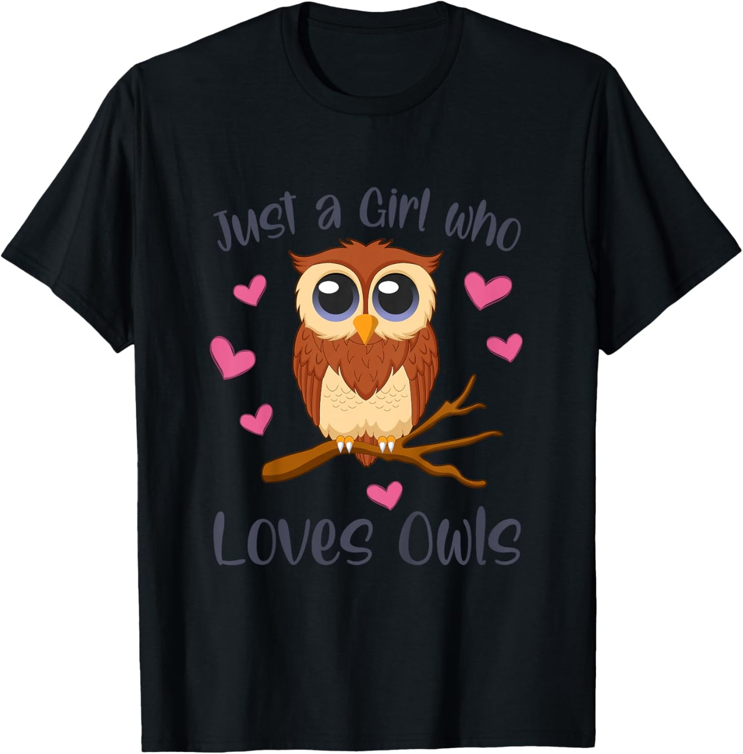 JUST A GIRL WHO LOVES OWLS Funny Owl Lover Toddler Girl Kids T-Shirt - T-Shirt | Black