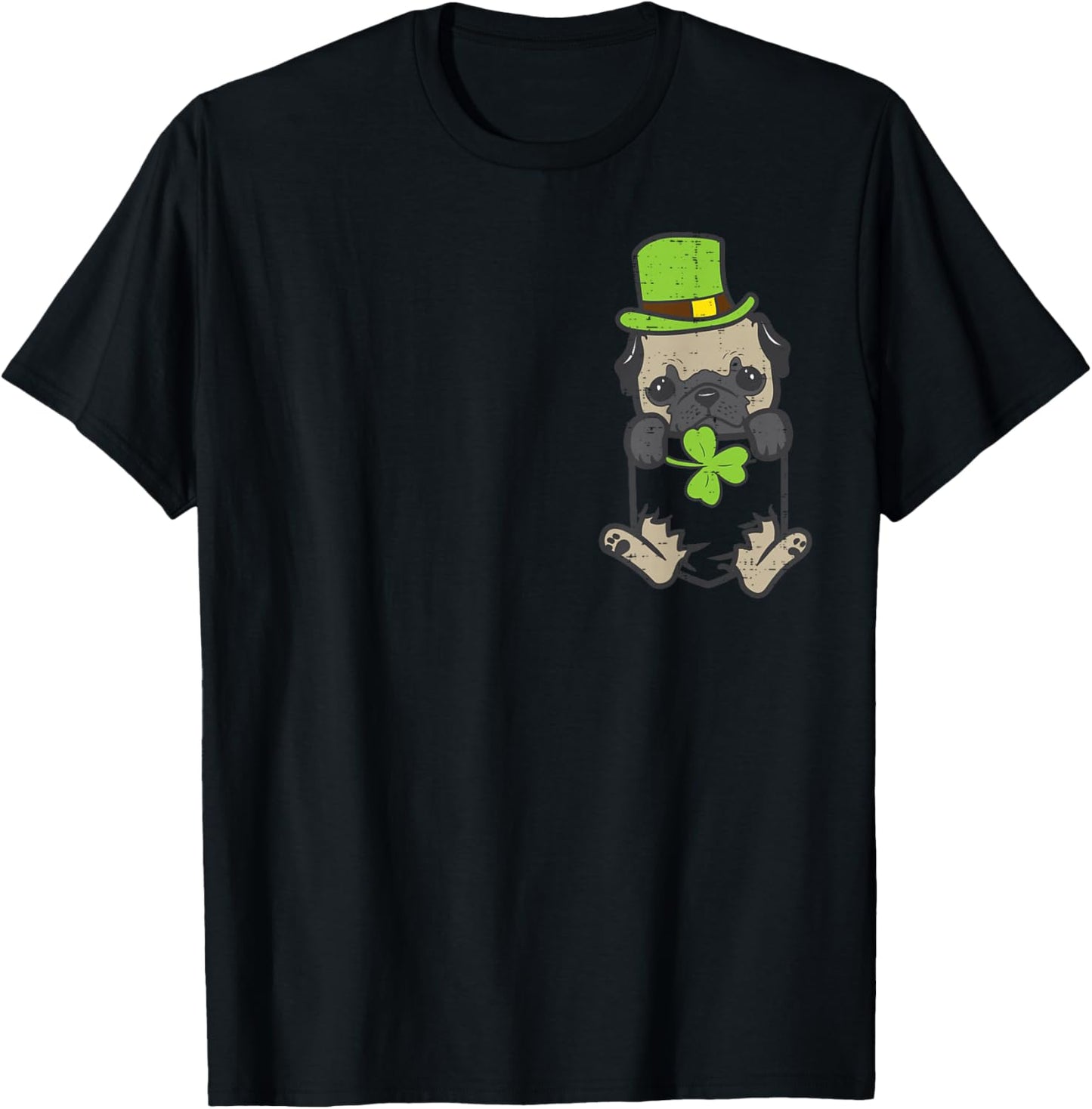 Irish Pocket Pug Dog Saint Paddys St Patricks Day Women Girl T-Shirt - T-Shirt | Black