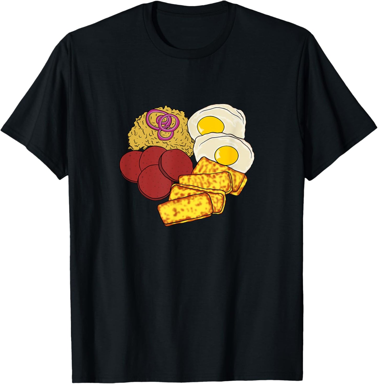 Dominican Republic Favorite Food | Mangú Salami Queso Frito T-Shirt - T-Shirt | Black