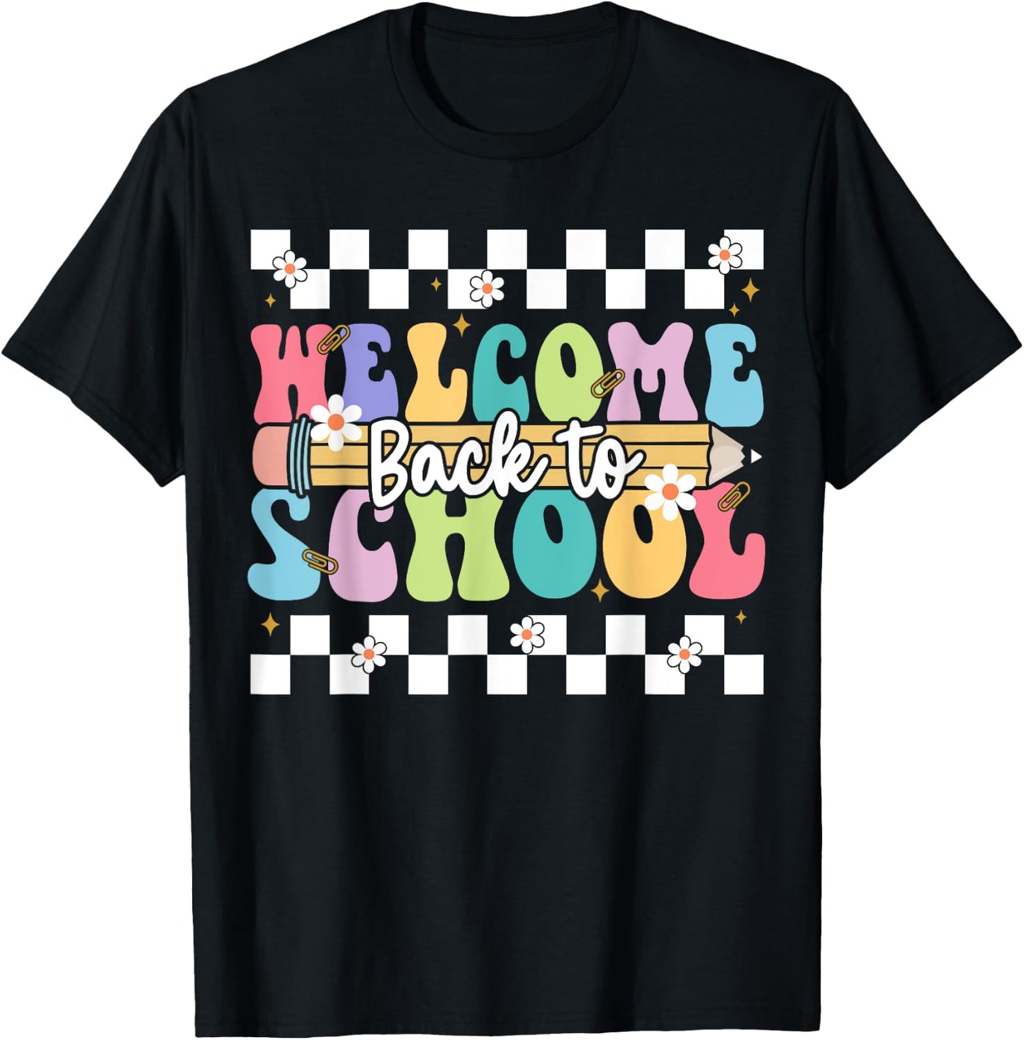Welcome Back To School Happy First Day of School Teacher T-Shirt - T-Shirt | Black