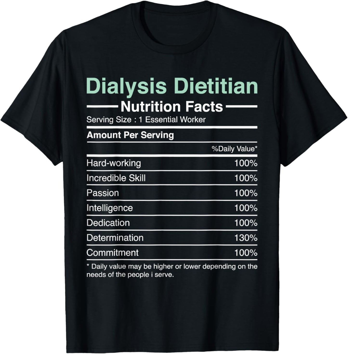 Dialysis Dietitian Nutrition Facts - Nephrology Dietitian T-Shirt - T-Shirt | Black