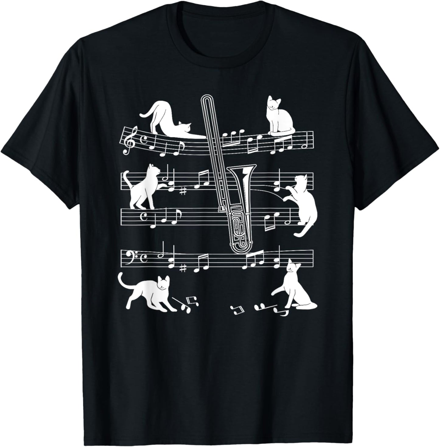 Trombonist Cats for Cat loving Trombone player T-Shirt - T-Shirt | Black