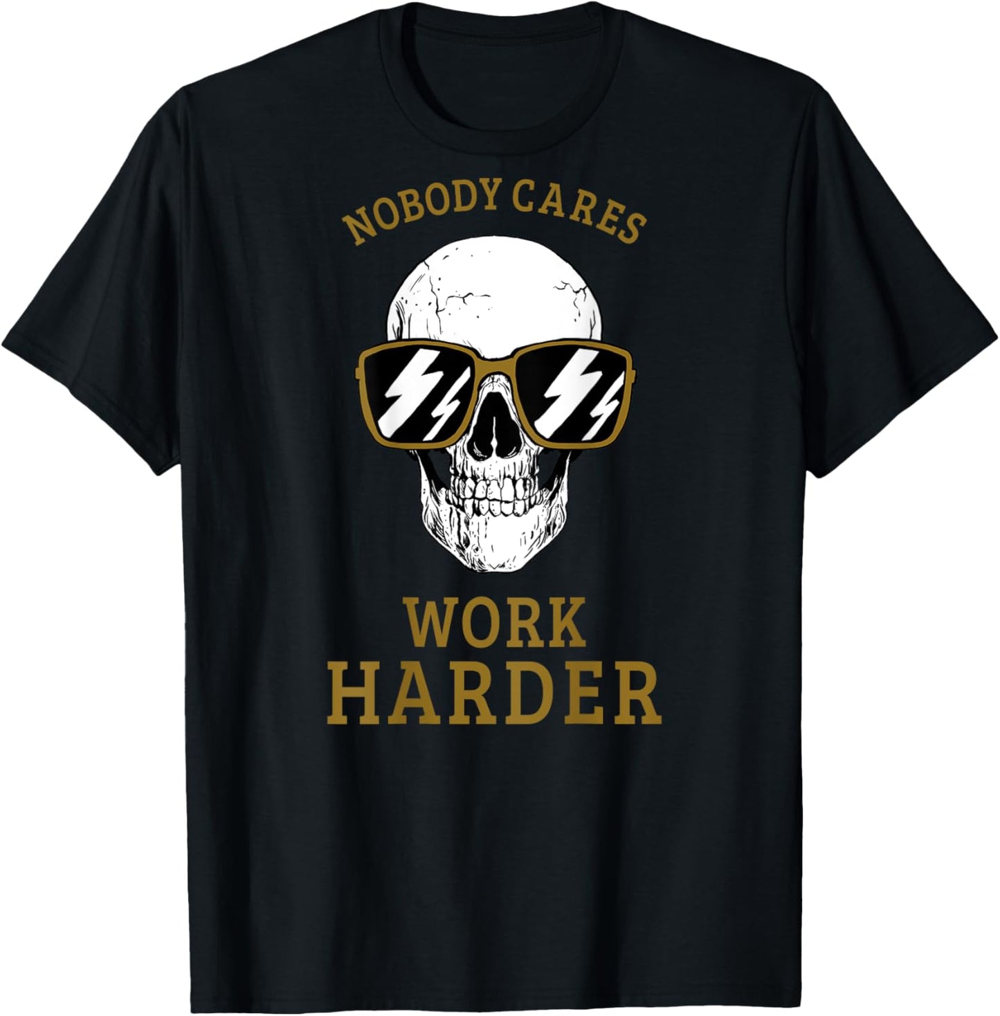 Nobody Cares Work Harder (On Back) Motivational Workout T-Shirt - T-Shirt | Black