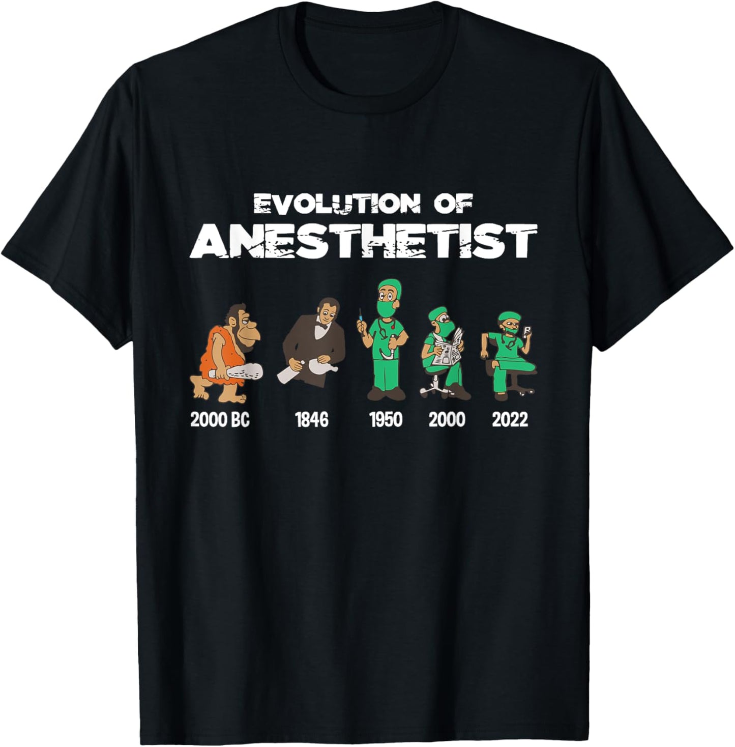 Evolution Anesthetist - Anesthesiologist Anesthesia T-Shirt - T-Shirt | Black