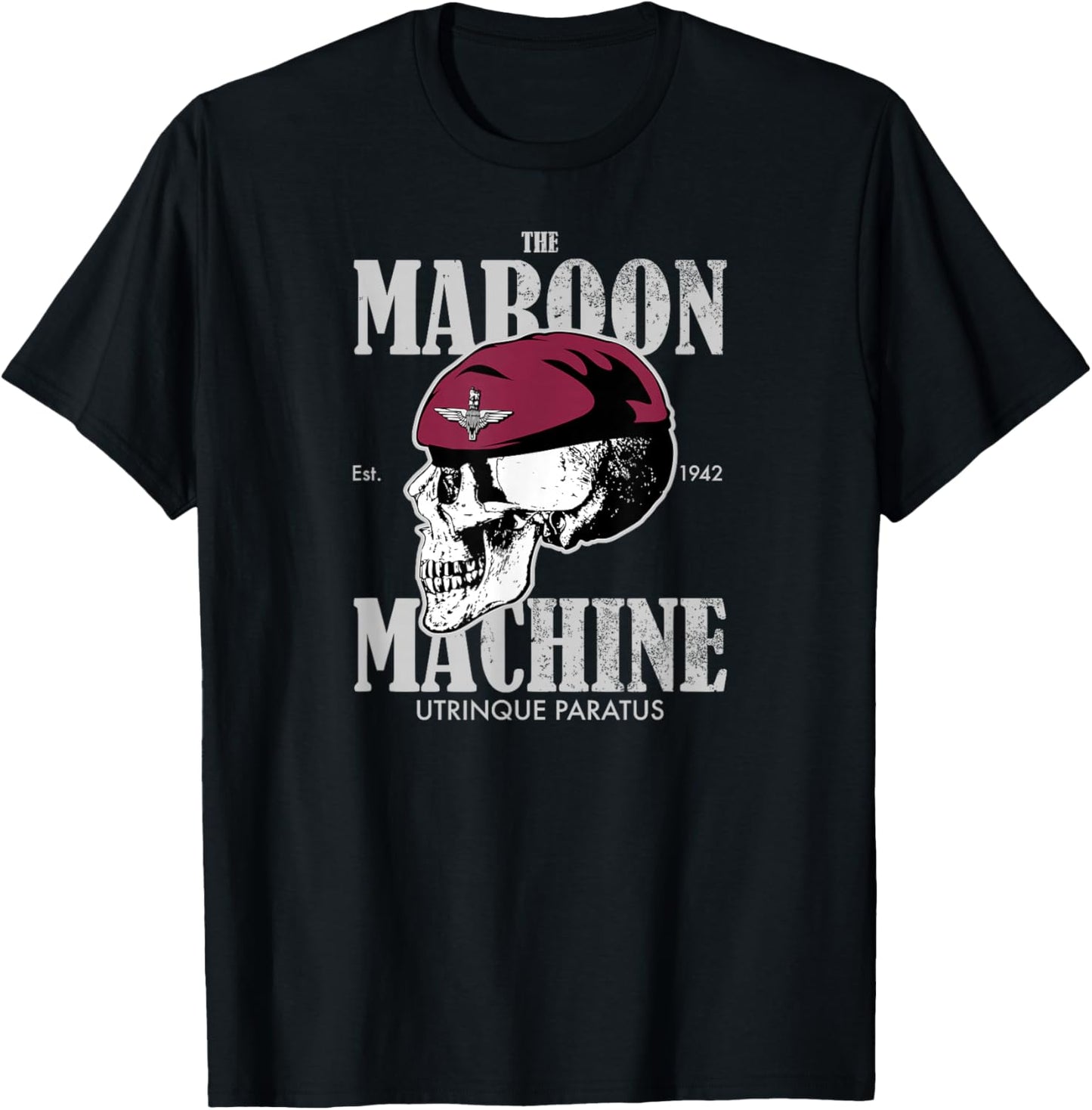 The Maroon Machine - Parachute Regiment (distressed) T-Shirt - T-Shirt | Black