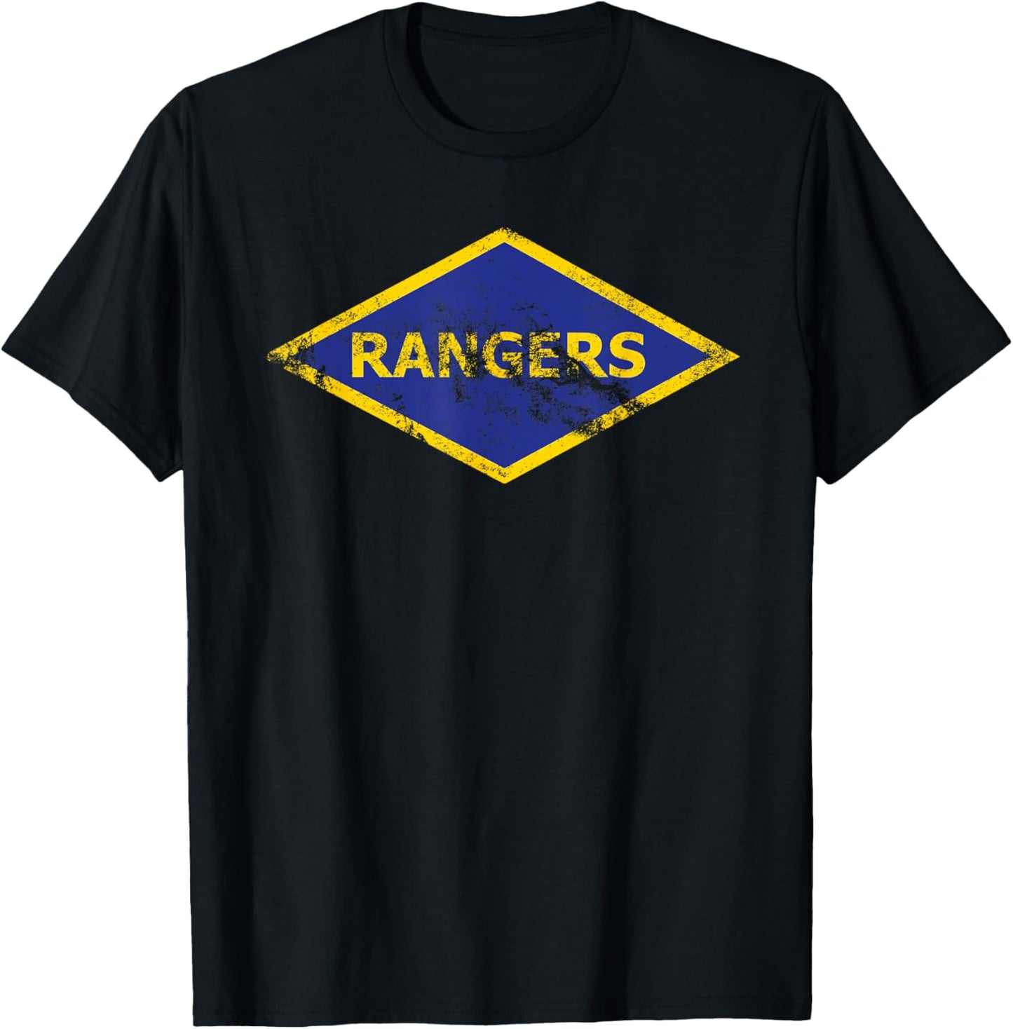 Army Ranger WW2 Diamond Vintage Distressed Look T-Shirt - T-Shirt | Black