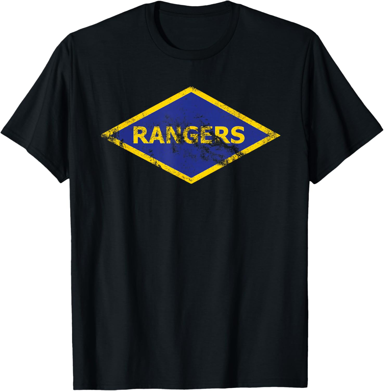 Army Ranger WW2 Diamond Vintage Distressed Look T-Shirt - T-Shirt | Black