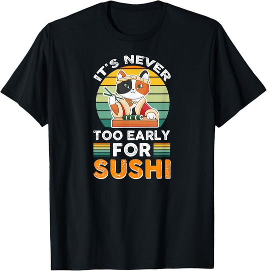 Delicious Rice Restaurant Fish Cat Hungry For Sushi T-Shirt - T-Shirt | Black