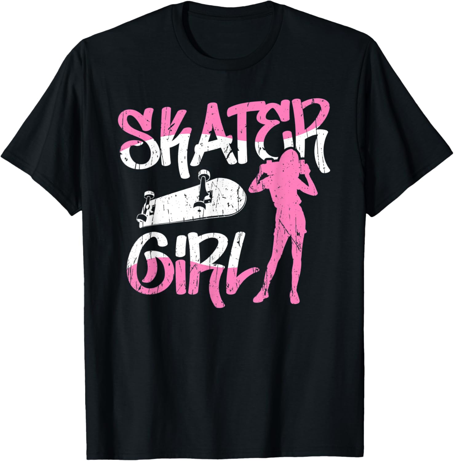Sk8er Girl Skater Skateboard Retro 90s T-Shirt - T-Shirt | Black