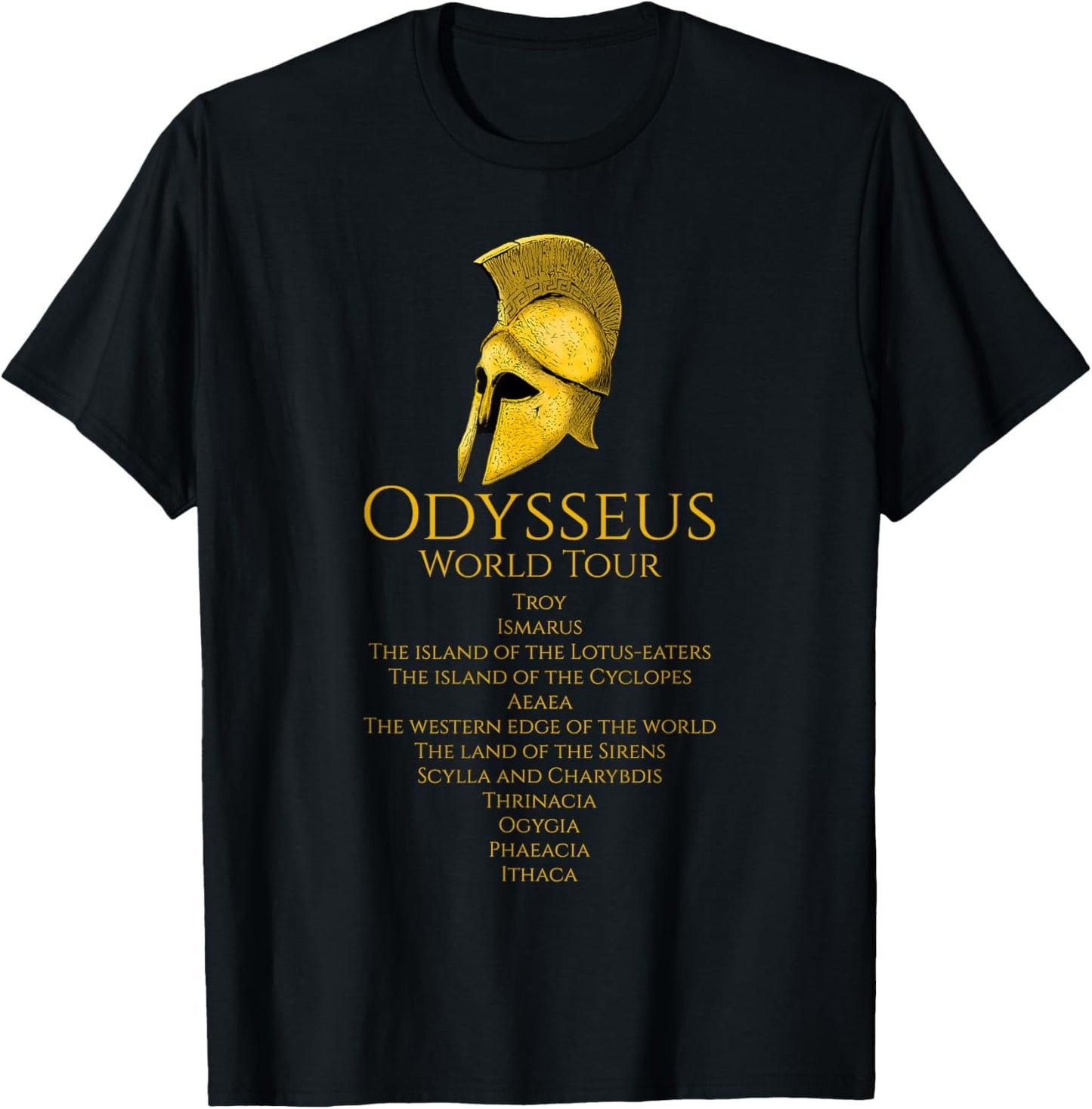 Ancient Greek Mythology & Classical History Gifts - -Adults Black Small Classic Fit Short Sleeve - Greek Mythology - Odysseus World Tour - Ancient Greece - Epic Greek Mythology T-Shirt - T-Shirt | Black
