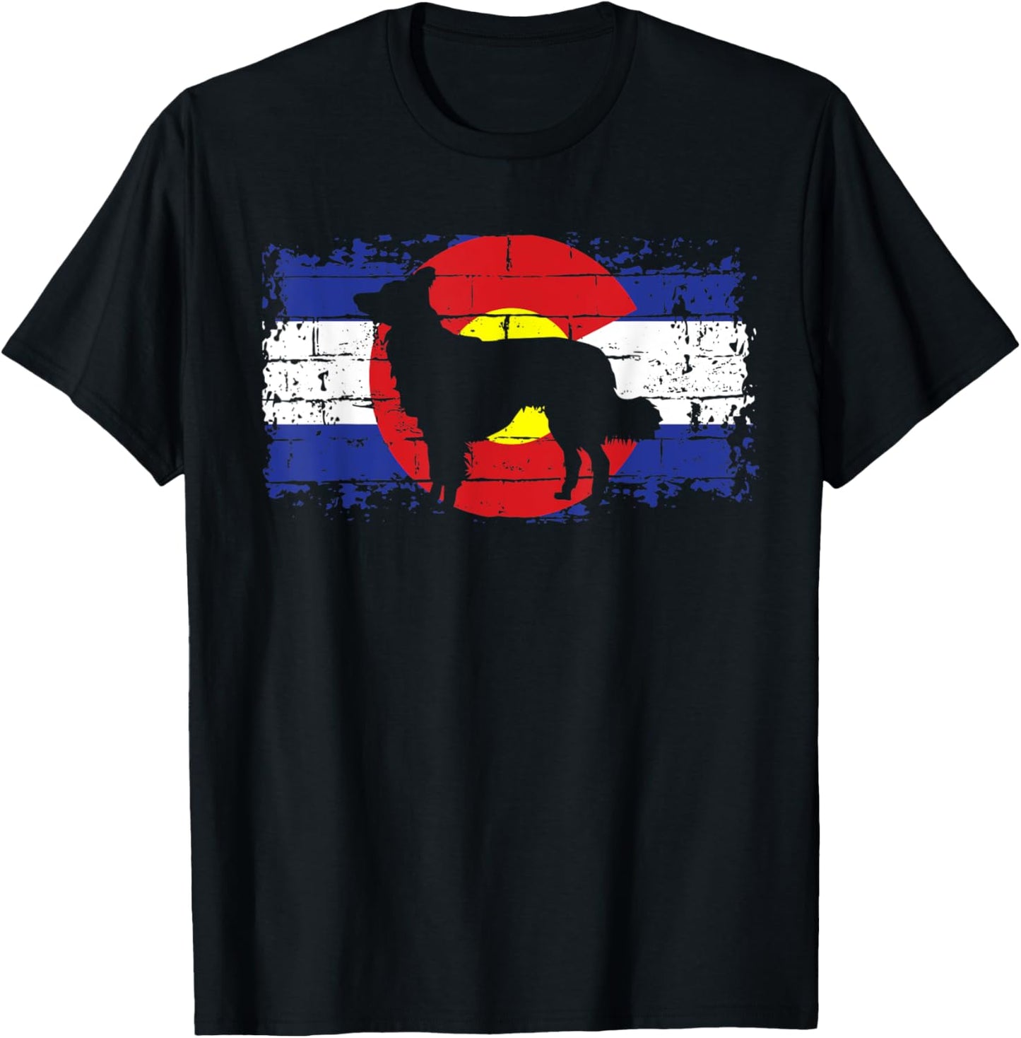 Colorado Flag Border Collie Dog Collie Lover Pet Owner Cool T-Shirt - T-Shirt | Black