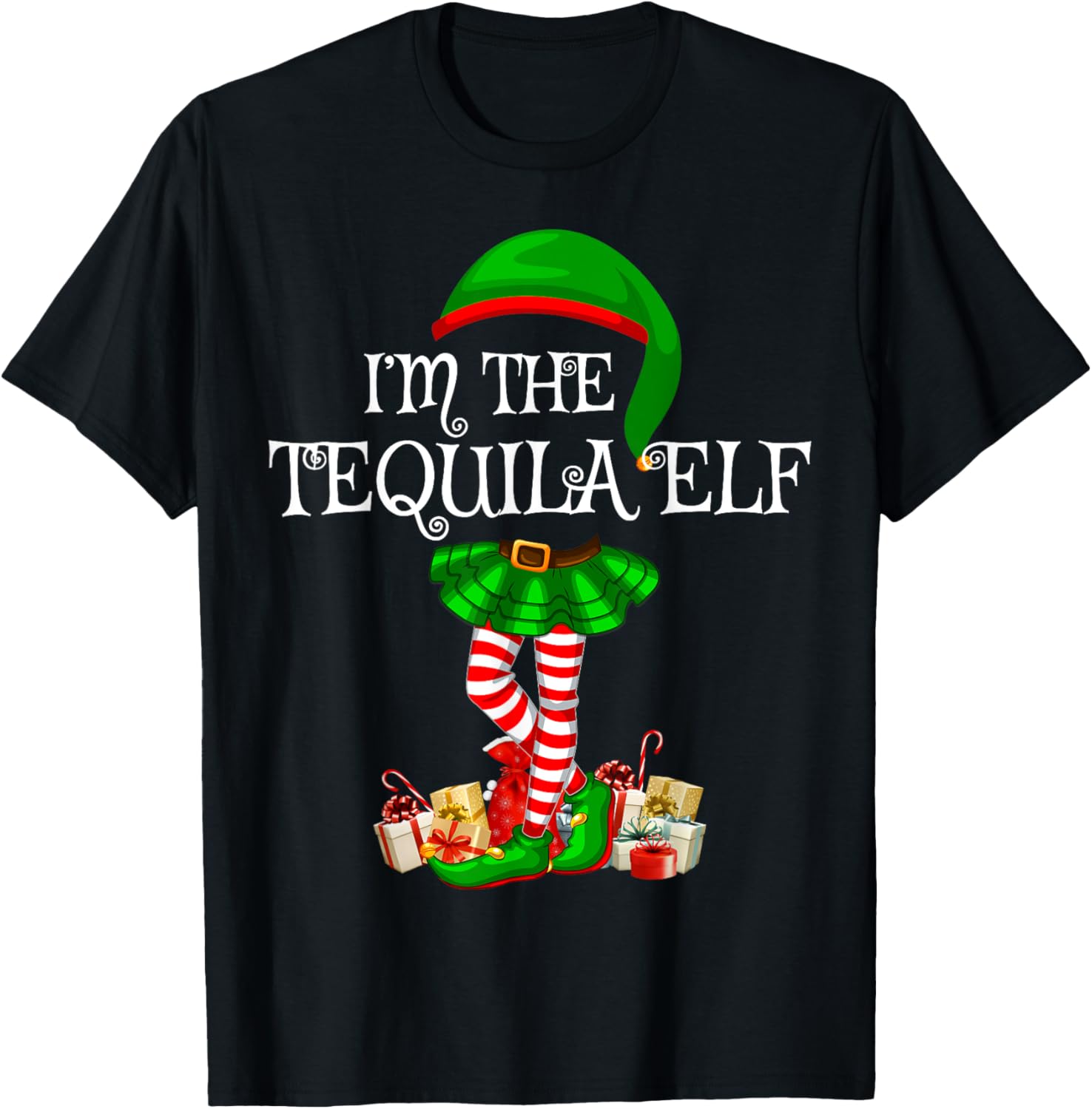 Matching Family Group I'm The Tequila Elf Christmas T-Shirt - T-Shirt | Black