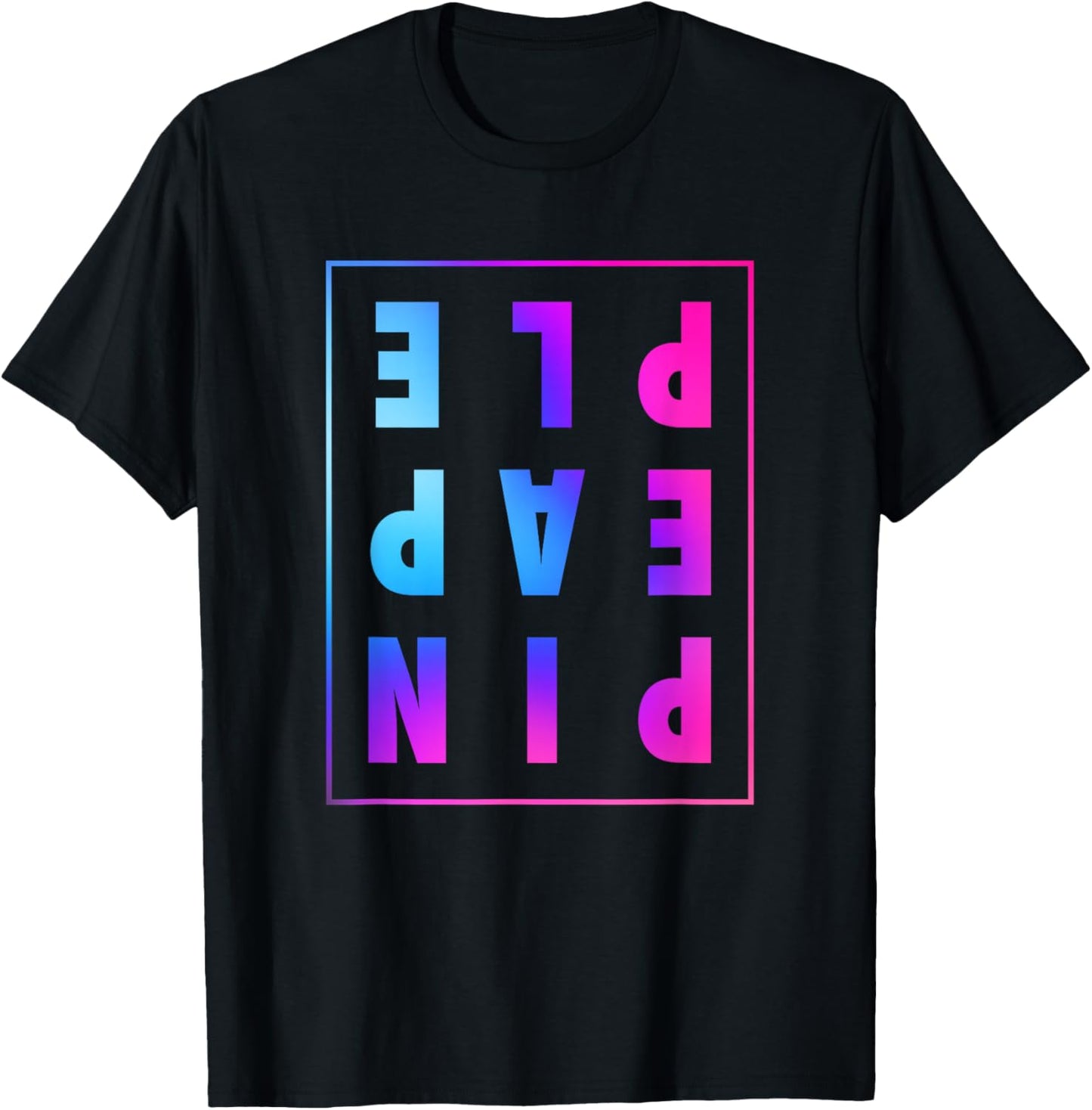 Retro Upside Down Pineapple Swinger Pastel Text Grid T-Shirt - T-Shirt | Black