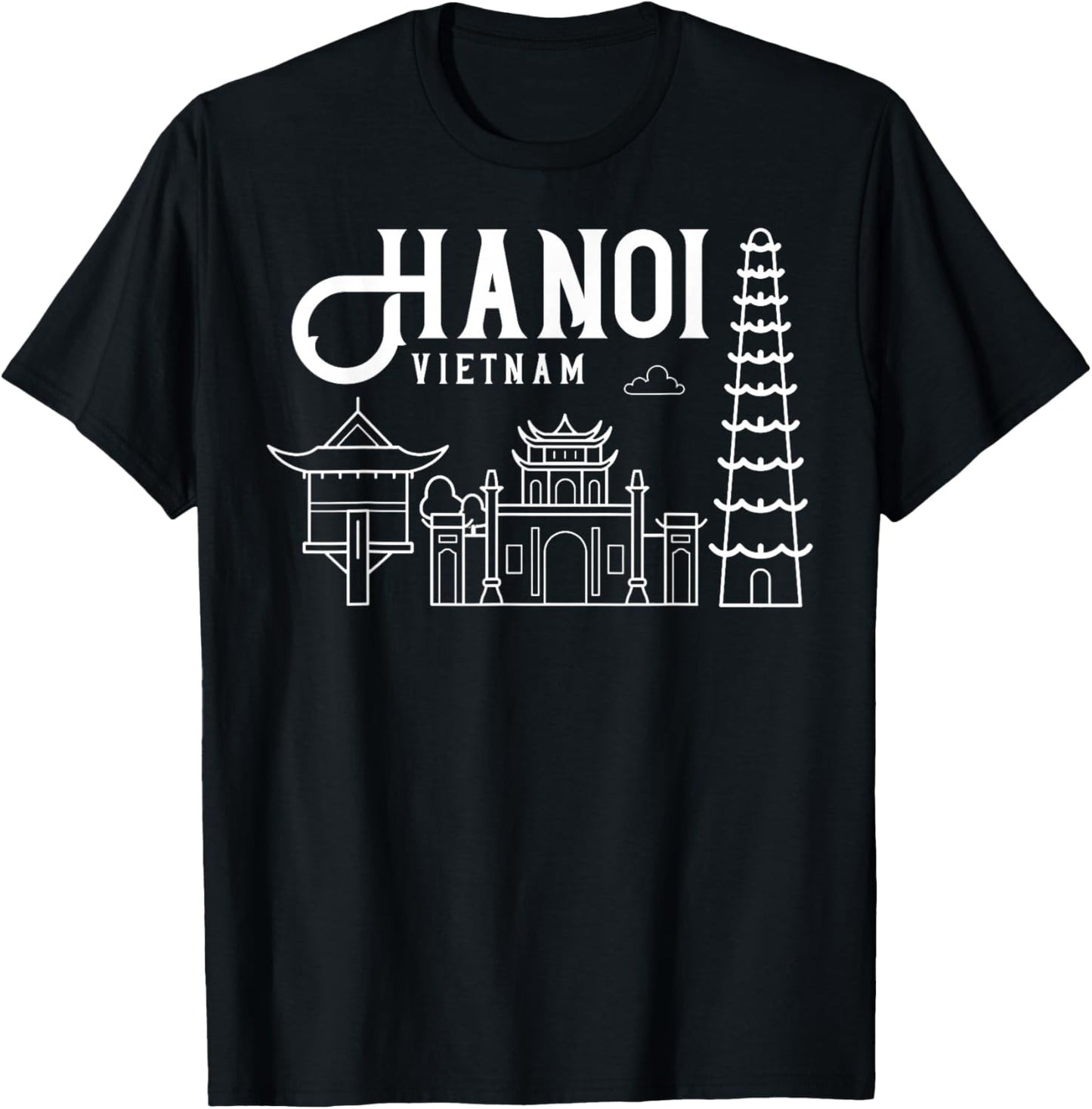 Hanoi Vietnam City Skyline Map Travel T-Shirt - T-Shirt | Black