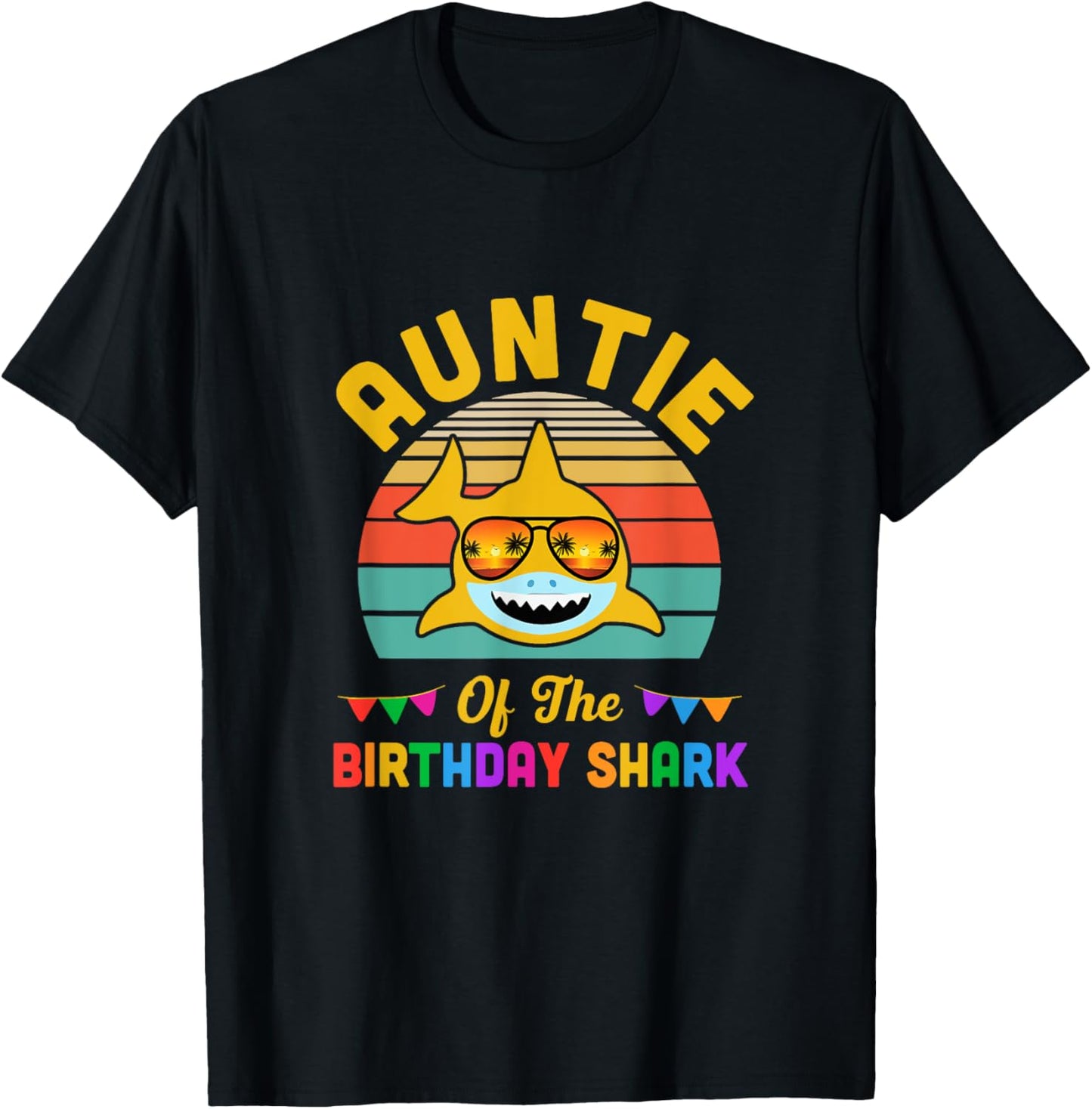 Auntie Of The Shark Birthday Auntie Matching Family T-Shirt - T-Shirt | Black