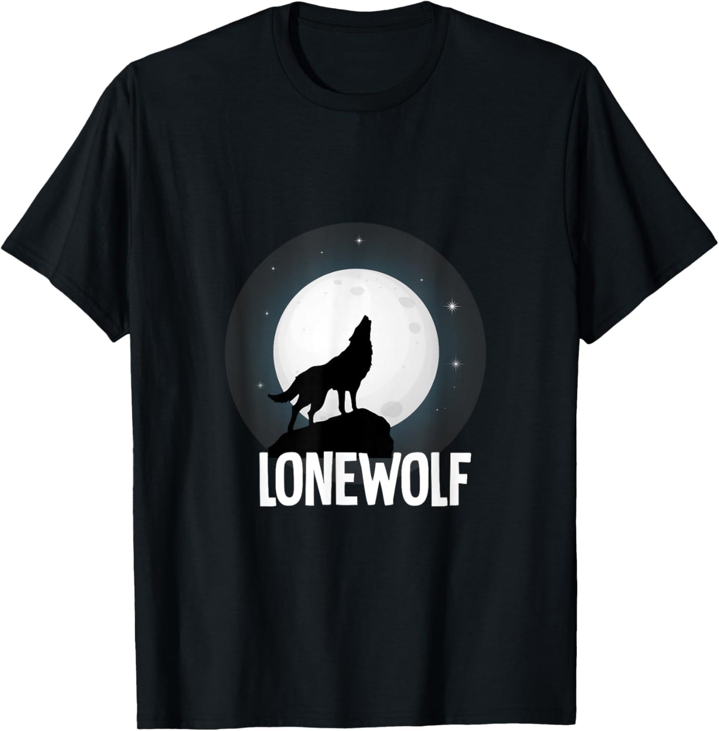 Lone Wolf Howling at The Moon Animal Wildlife Wild Howl T-Shirt - T-Shirt | Black