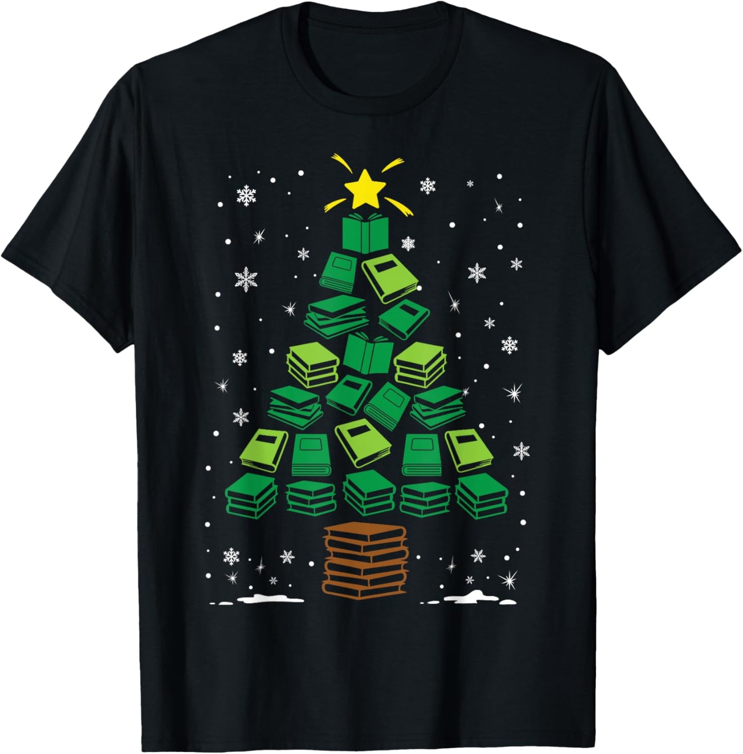 Book Worm Lovers Holiday Family Matching Christmas Tree T-Shirt - T-Shirt | Black