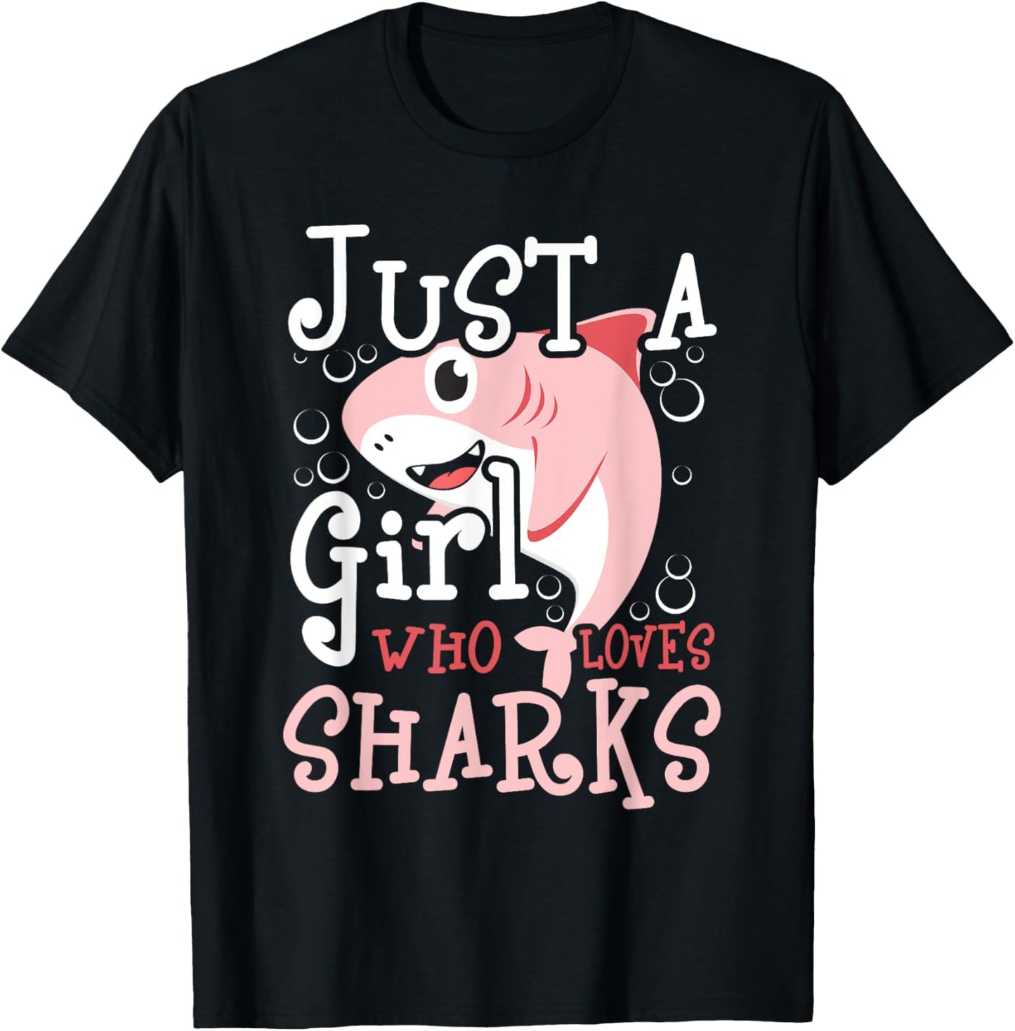Just A Girl Who Loves Sharks - Marine Biologist Shark Lovers T-Shirt - T-Shirt | Black