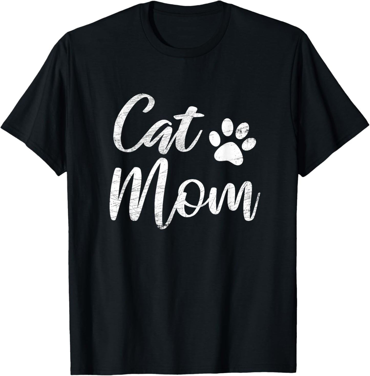 Cat Mom Vintage Distressed Design - Funny Cat Paw - Classic T-Shirt - T-Shirt | Black