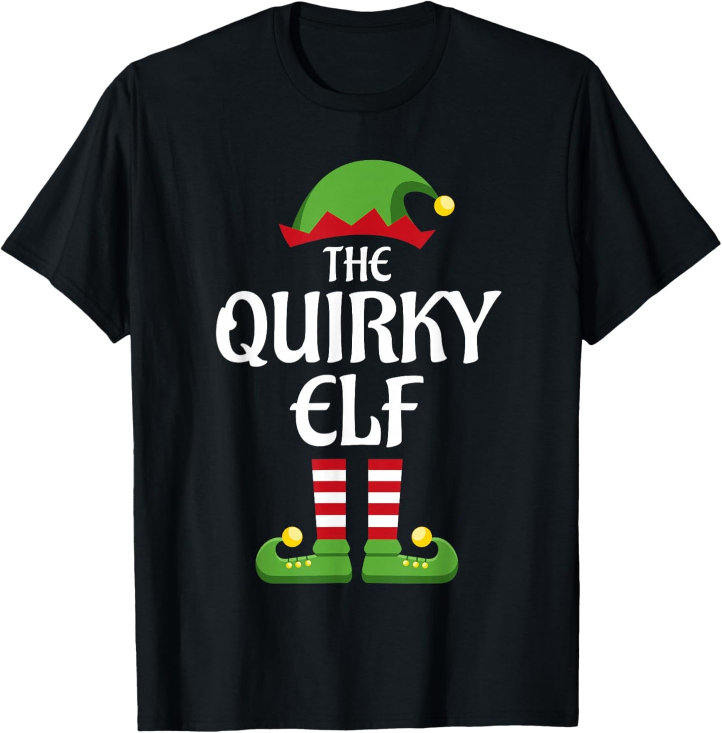 Quirky Elf Family Matching Group Christmas T-Shirt - T-Shirt | Black