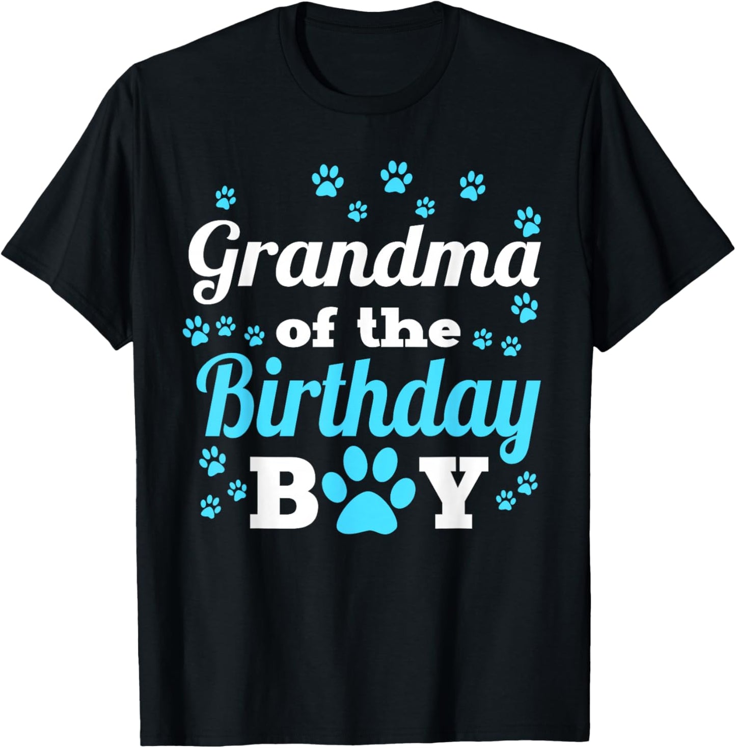 Grandma of The Birthday Boy Dog Paw Bday Party Celebration Small T-Shirt - T-Shirt | Black