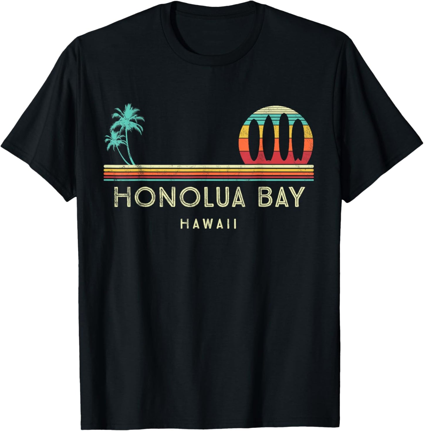 Vintage Hawaii Honolua Bay - Palm trees Tropical - Surf T-Shirt - T-Shirt | Black