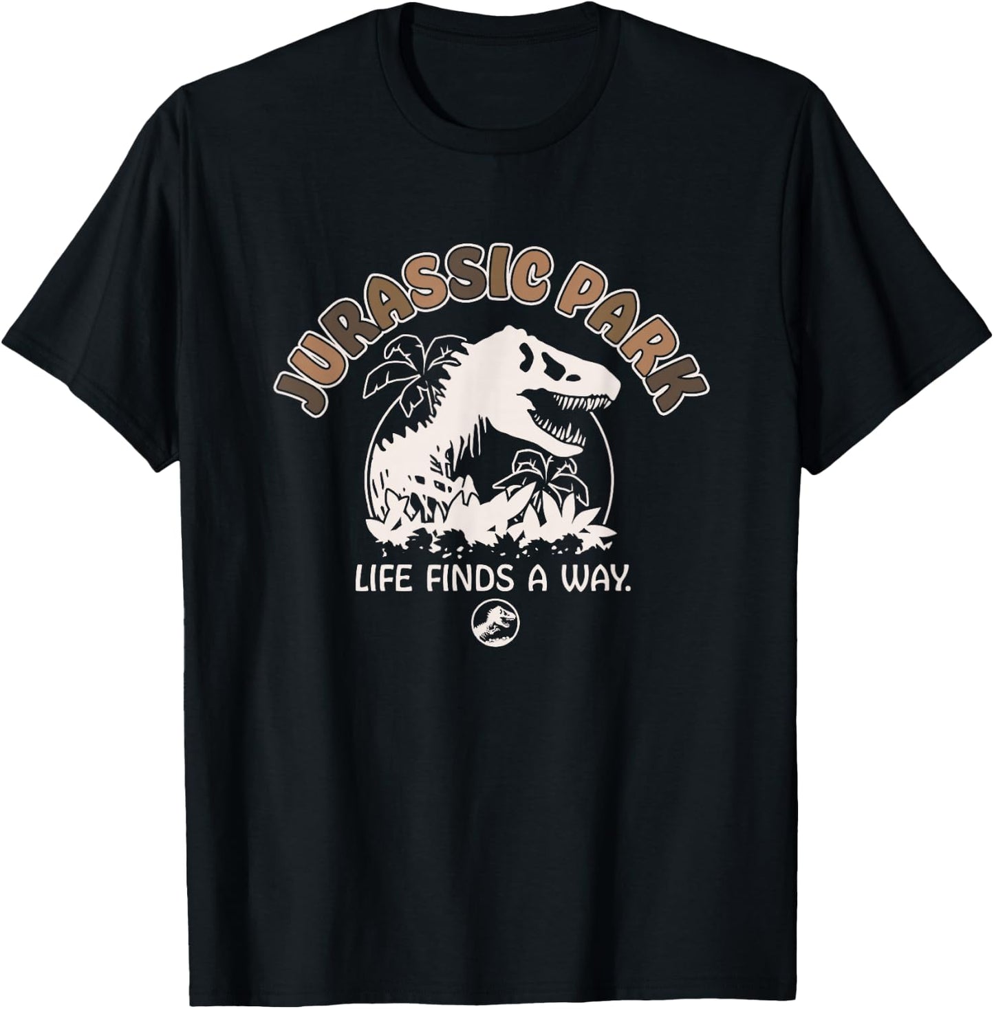 Jurassic Park Life Finds A Way T-Rex Logo Vintage T-Shirt - T-Shirt | Black