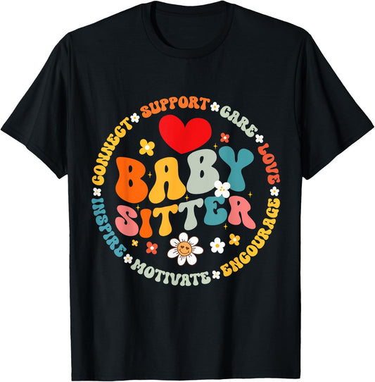 Groovy Baby-Sitter Babysitting Childcare T-Shirt - T-Shirt | Black
