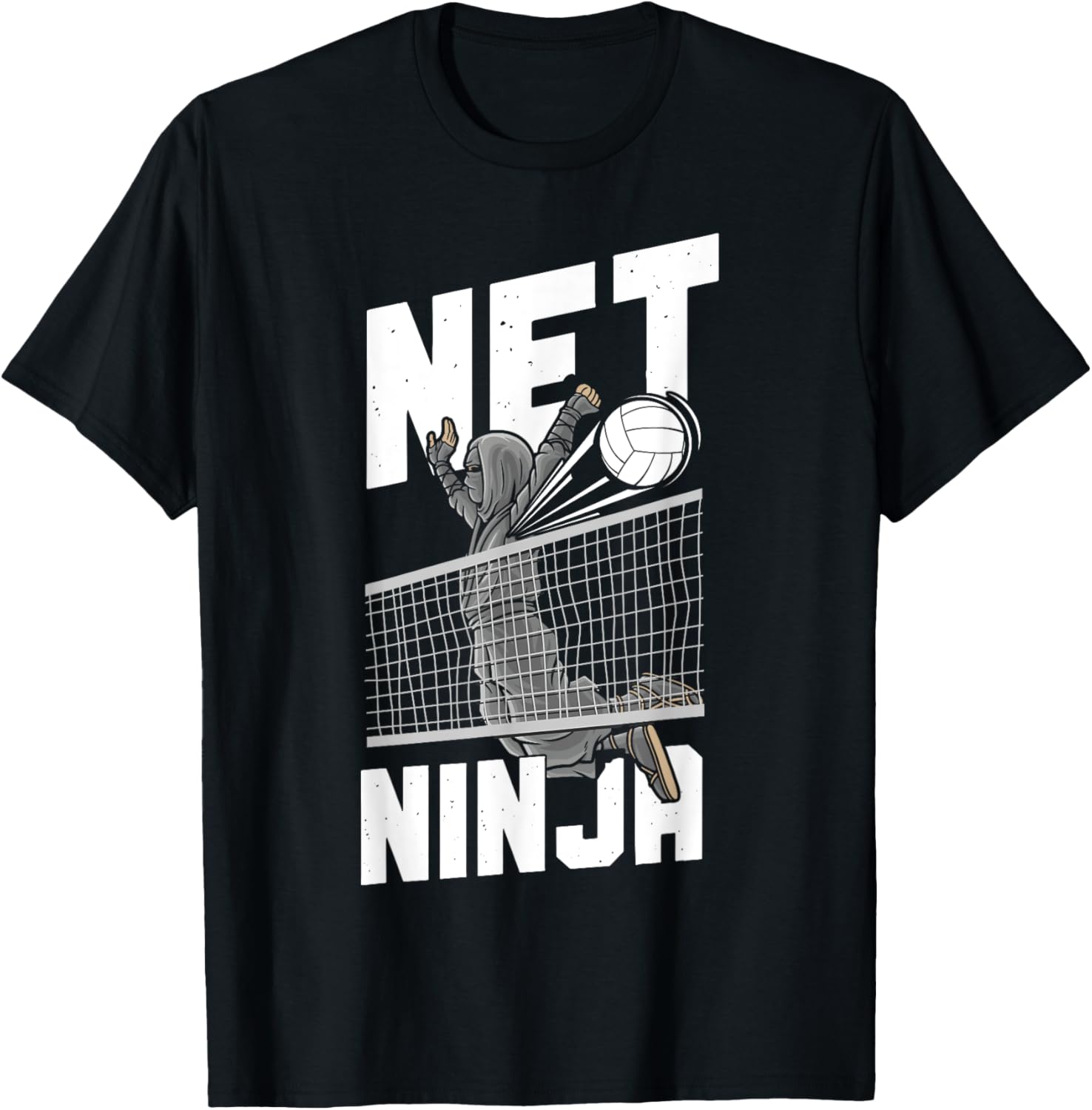 Volleyball Player Team Ninja Vintage Net Ninja T-Shirt - T-Shirt | Black