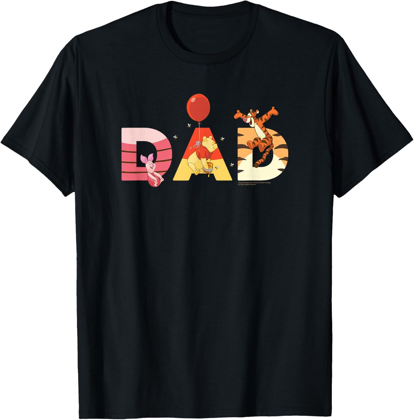 Disney Winnie The Pooh and Friends Dad Father's Day Birthday T-Shirt - T-Shirt | Black