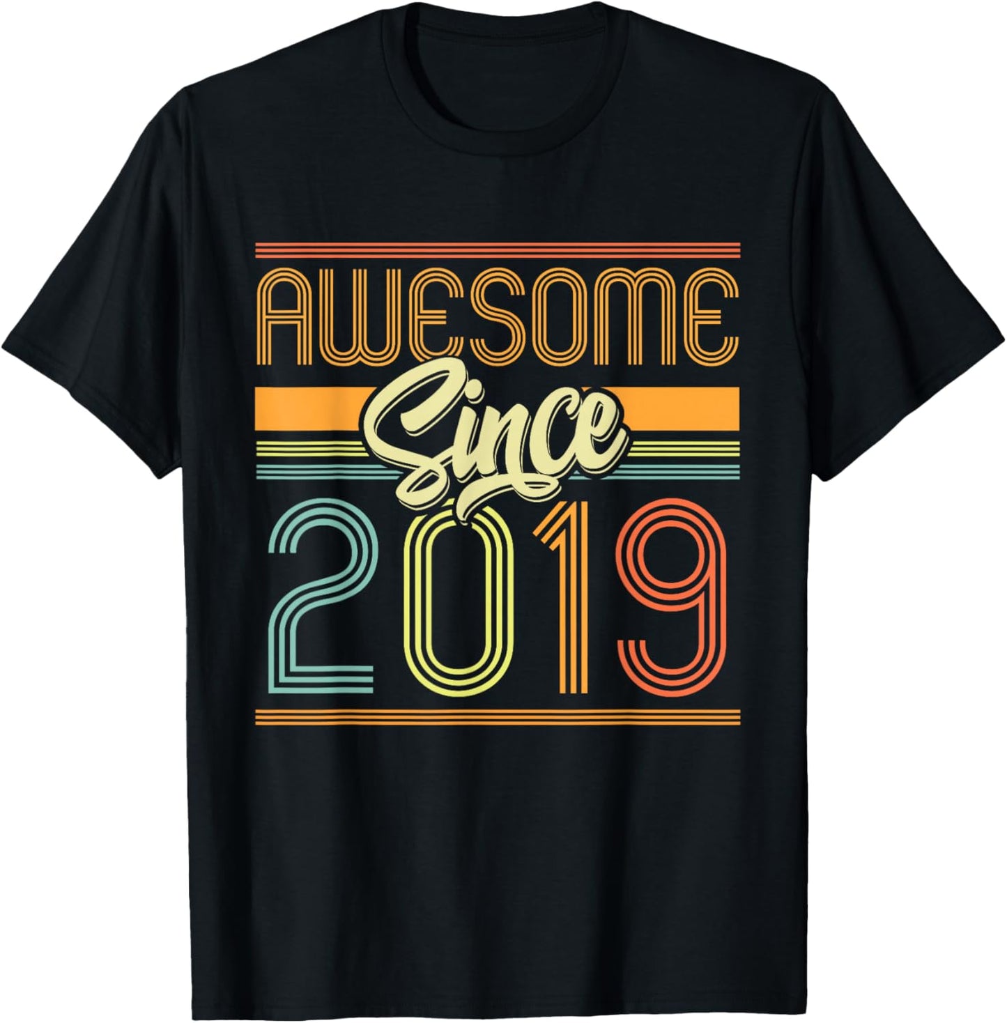 Awesome Since 2019 6th Birthday 6 Years Old Bday Kids Boys T-Shirt - T-Shirt | Black