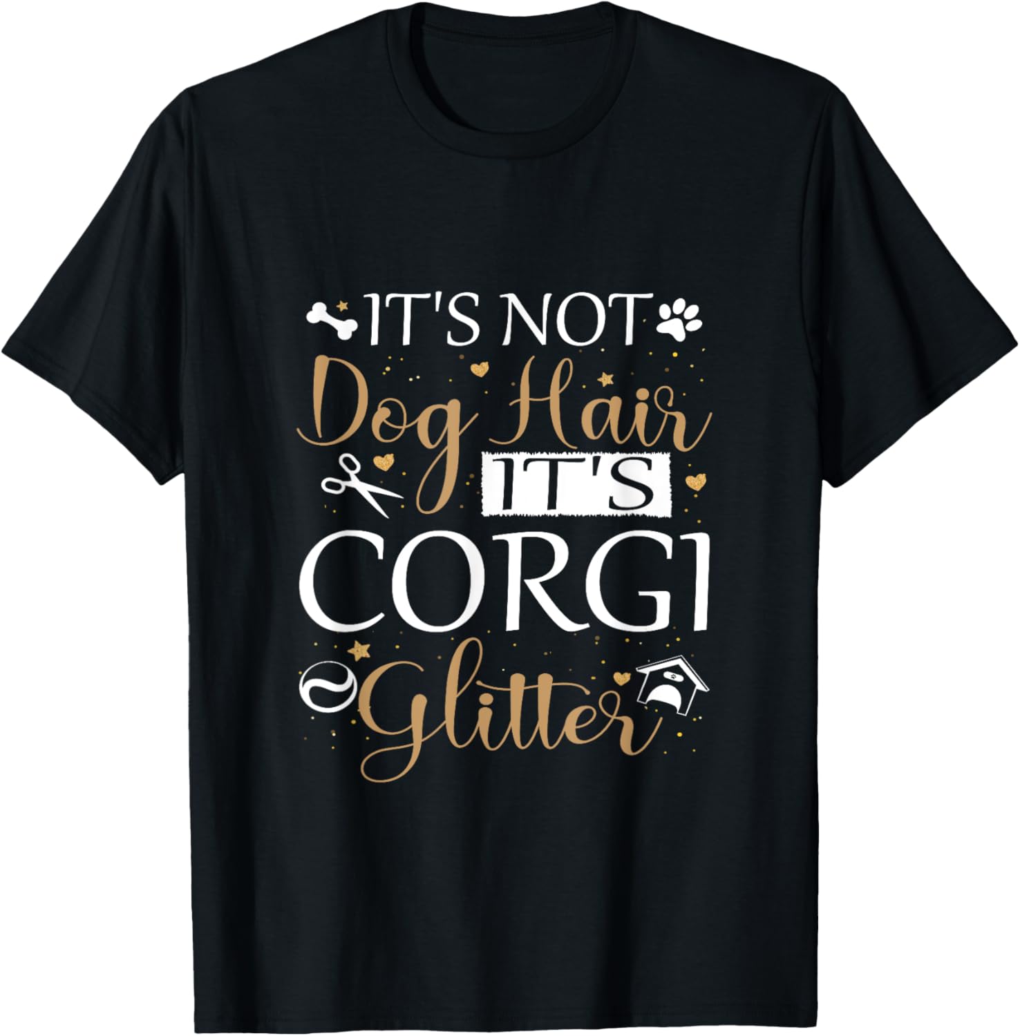 Not Dog Hair Its Corgi Glitter Dog Owner Lover Corgi dog Mom Women Girls Kids T-Shirt - T-Shirt | Black