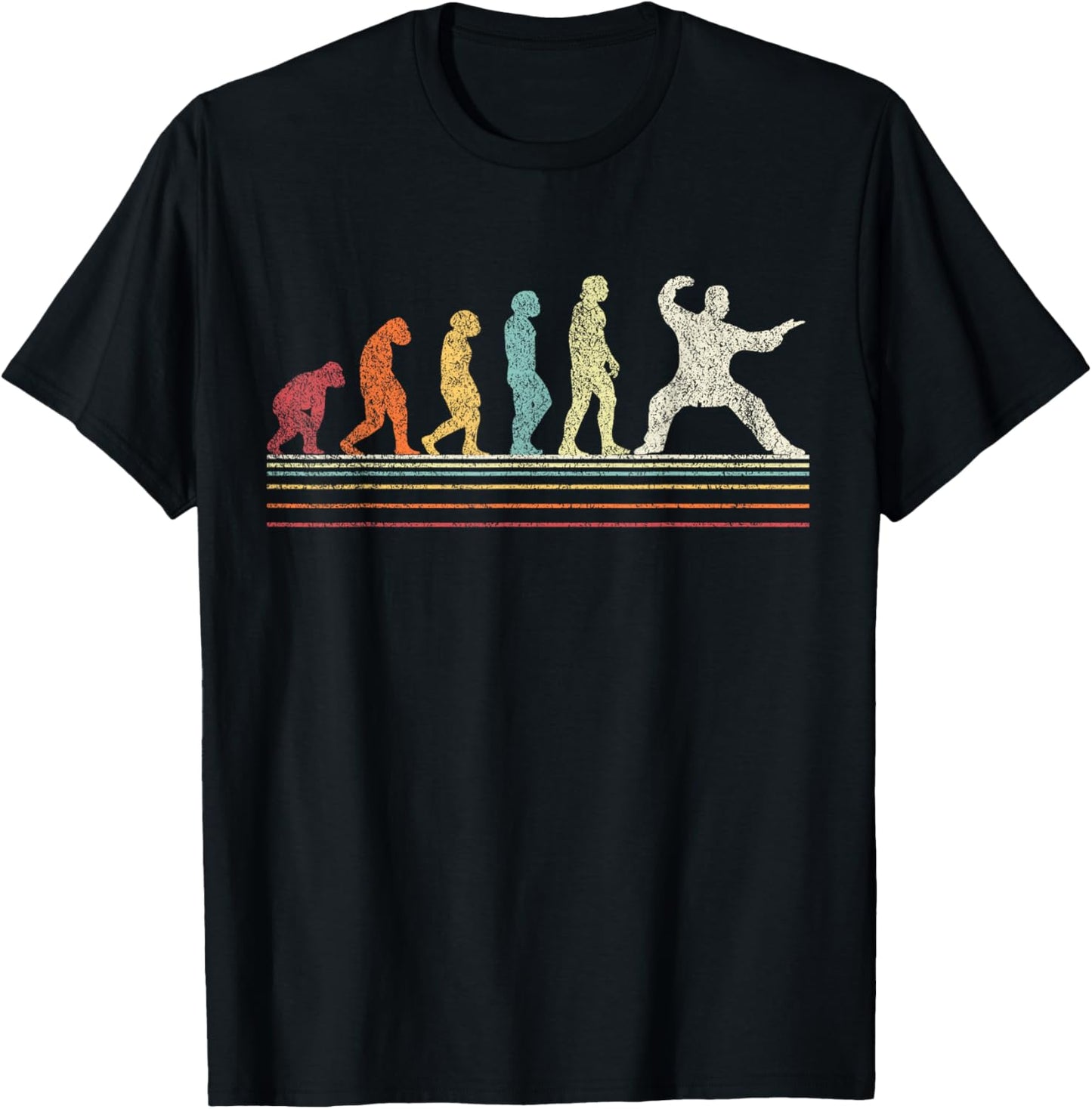 Funny Tai Chi Evolution Chinese Martial Arts Retro Vintage T-Shirt - T-Shirt | Black