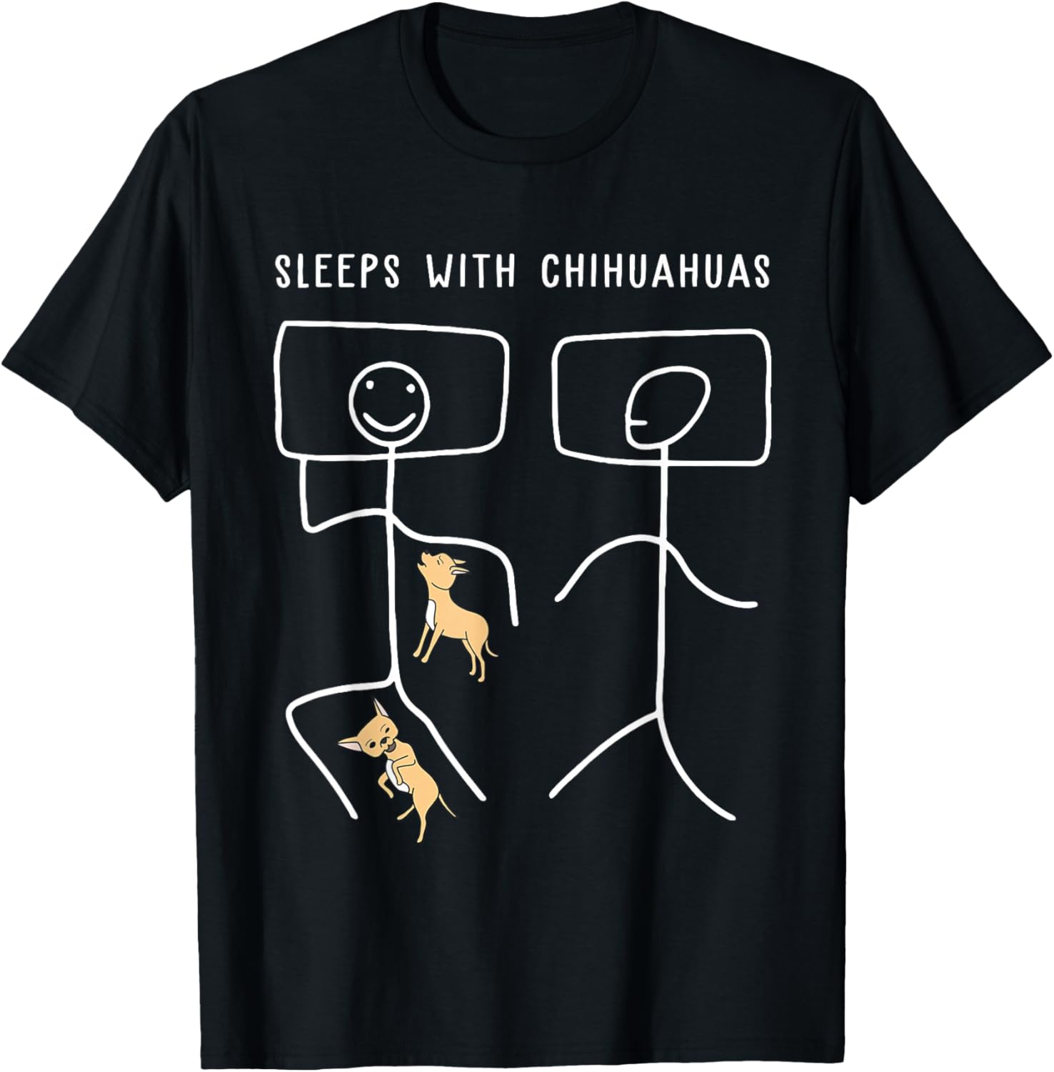 Sleeps with Chihuahua dog Funny Mother's Day Gift Women T-Shirt - T-Shirt | Black