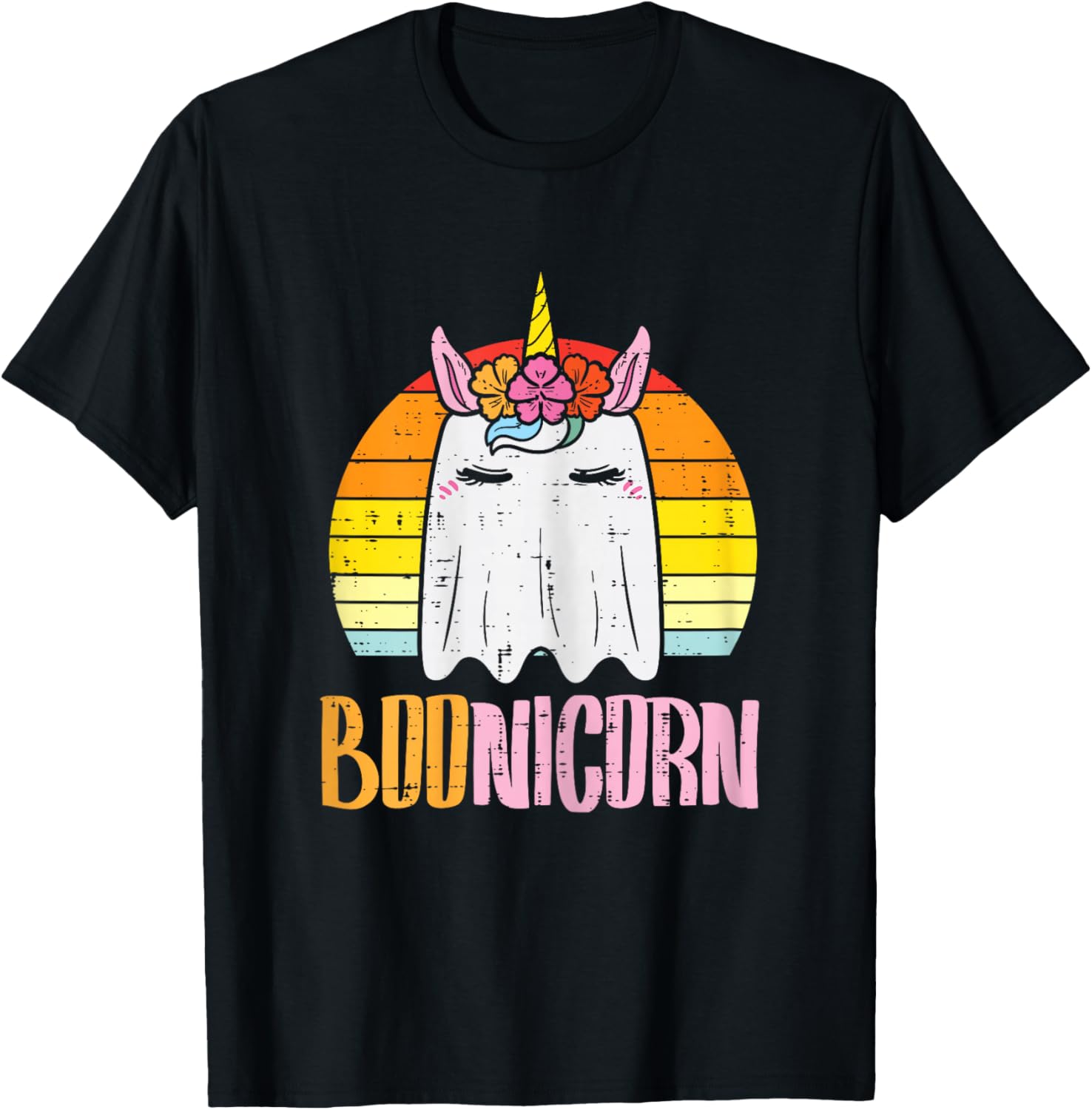 Boonicorn Ghost Unicorn Boo Retro Halloween Girls Women T-Shirt - T-Shirt | Black