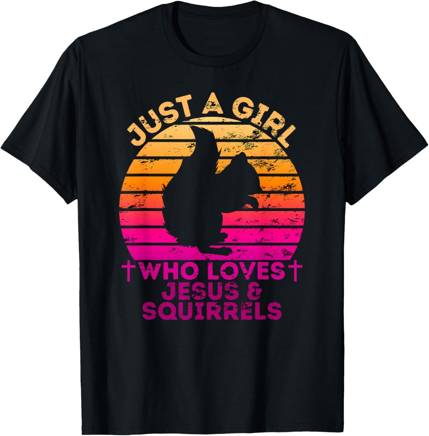 Just A Girl Who Loves Jesus And Squirrels Christian Woman T-Shirt - T-Shirt | Black